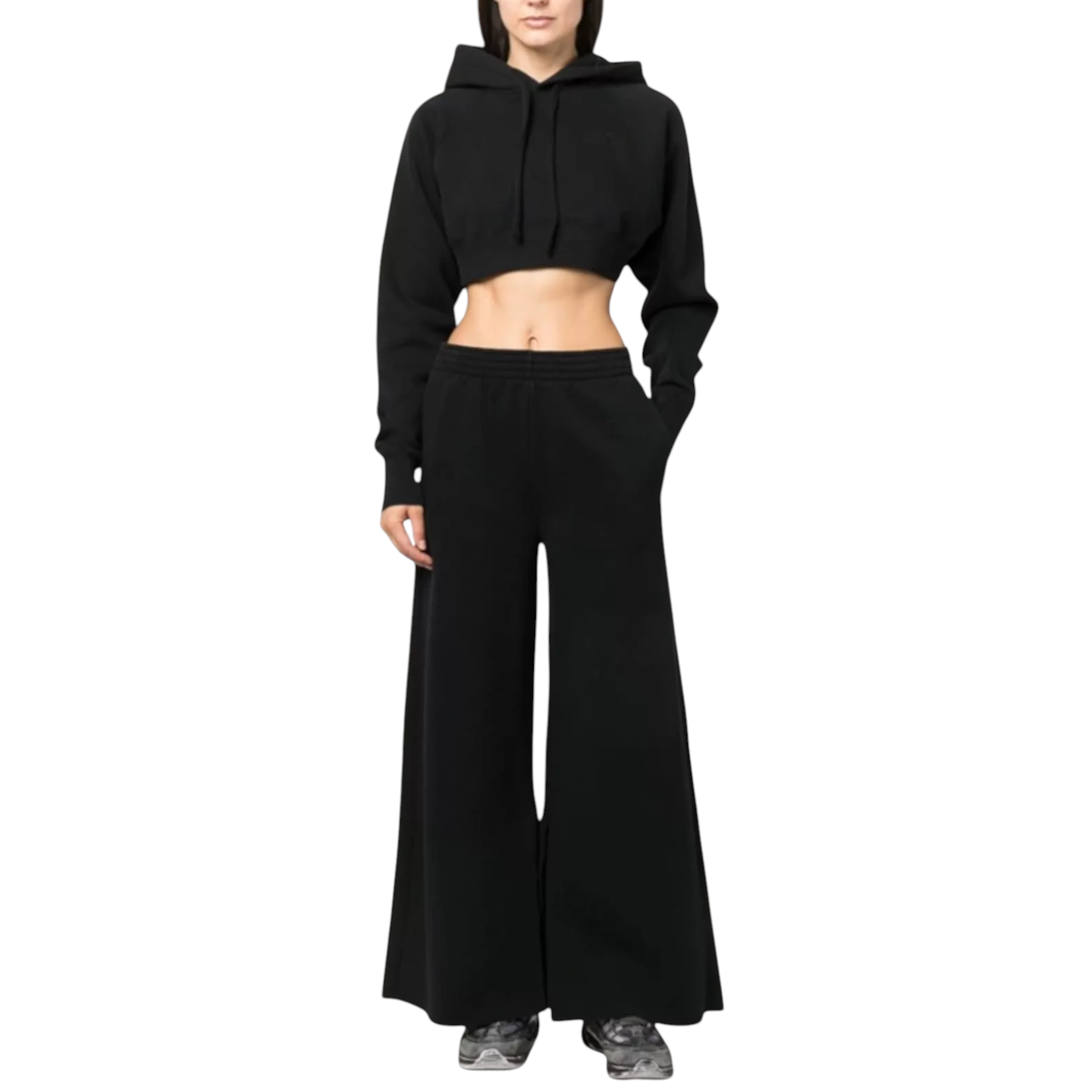 MM6 Maison Margiela Black Wide Leg Track Pants UK 10