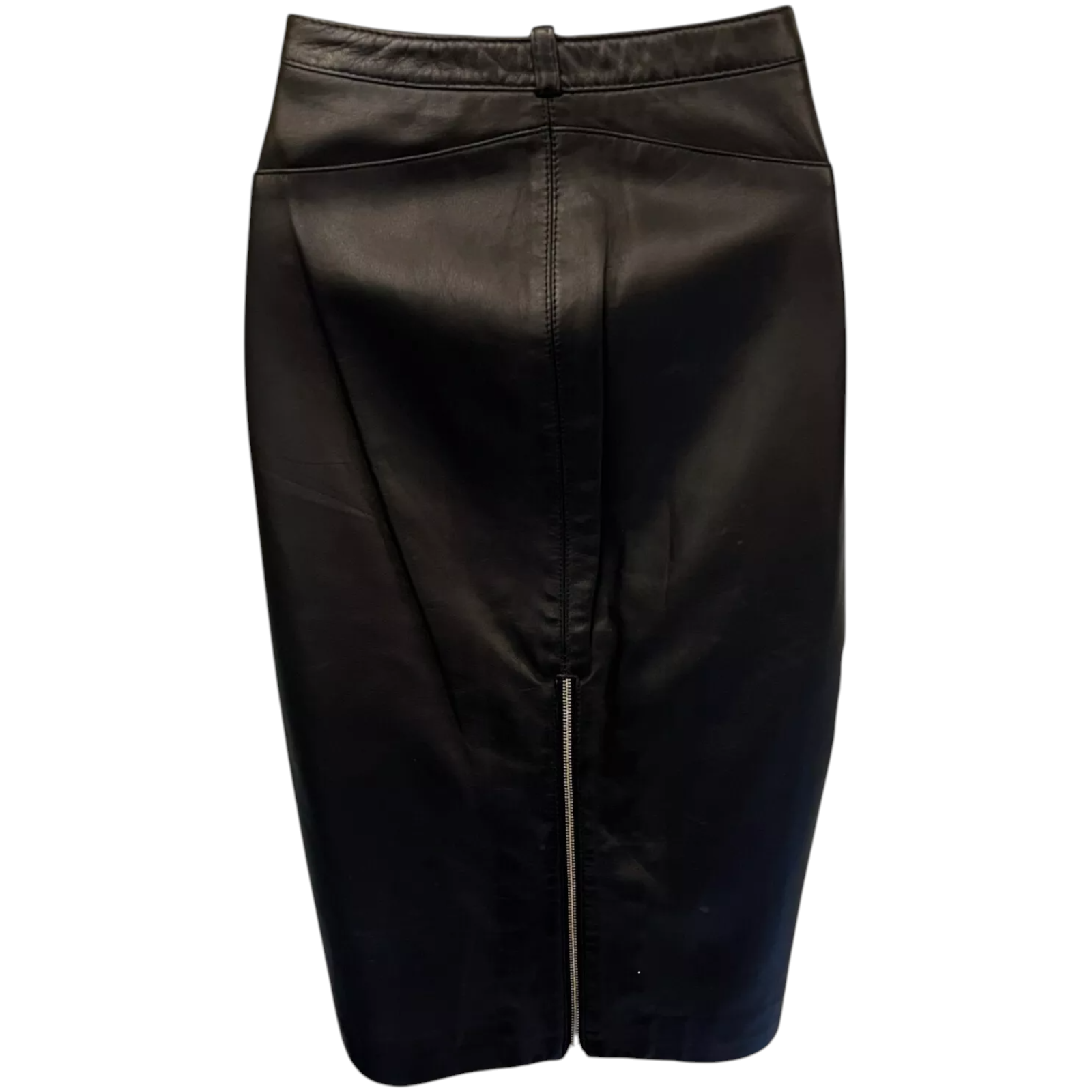 Versace Black Leather Pencil Skirt UK 14