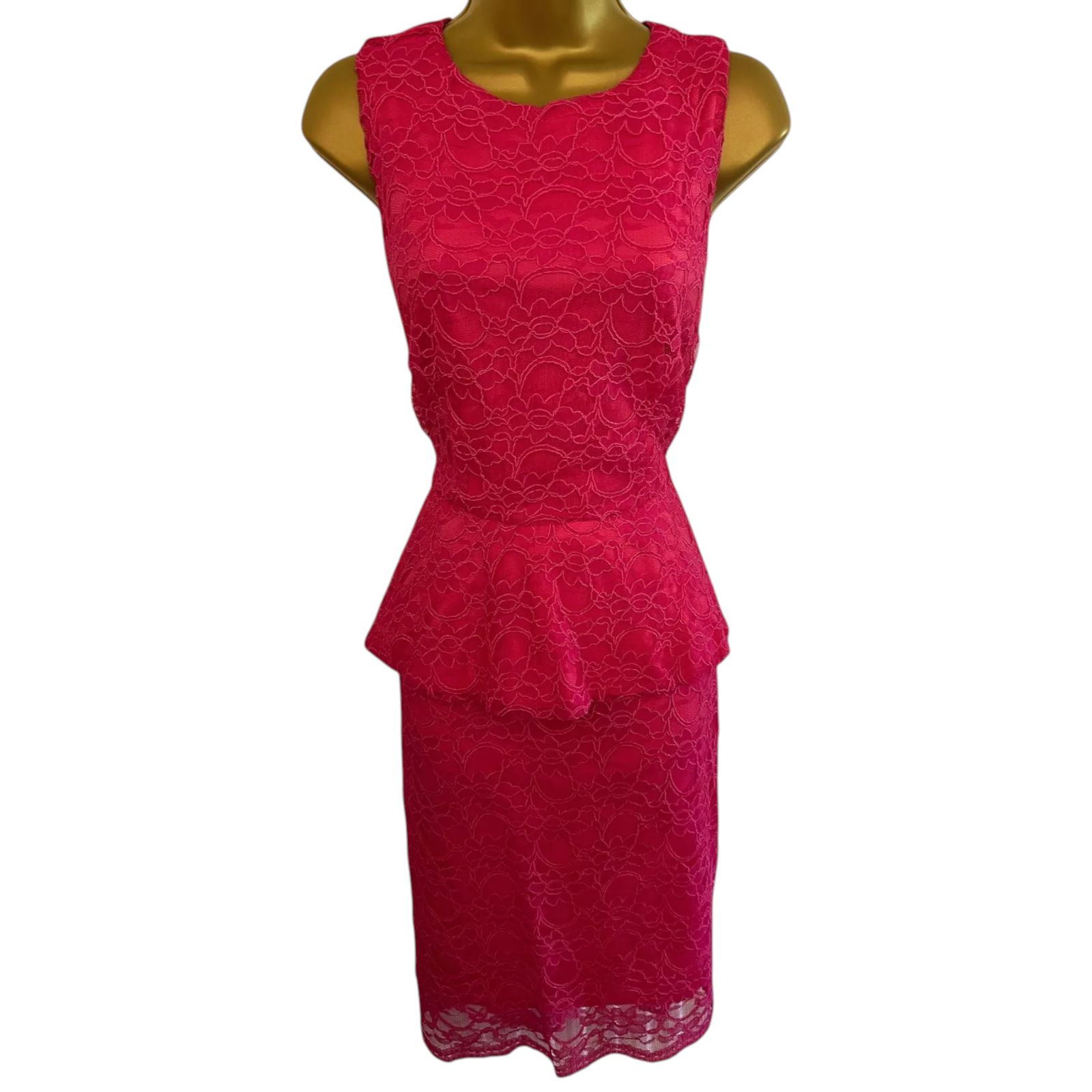 Joseph Ribkoff Vintage Pink Lace Peplum Occasion Dress UK 10