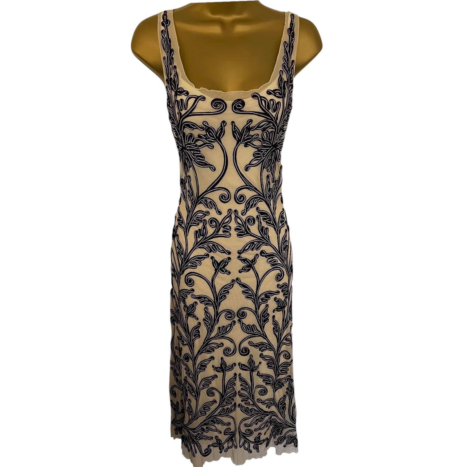 Phase Eight Vintage Black & Cream Tapework Dress UK 8
