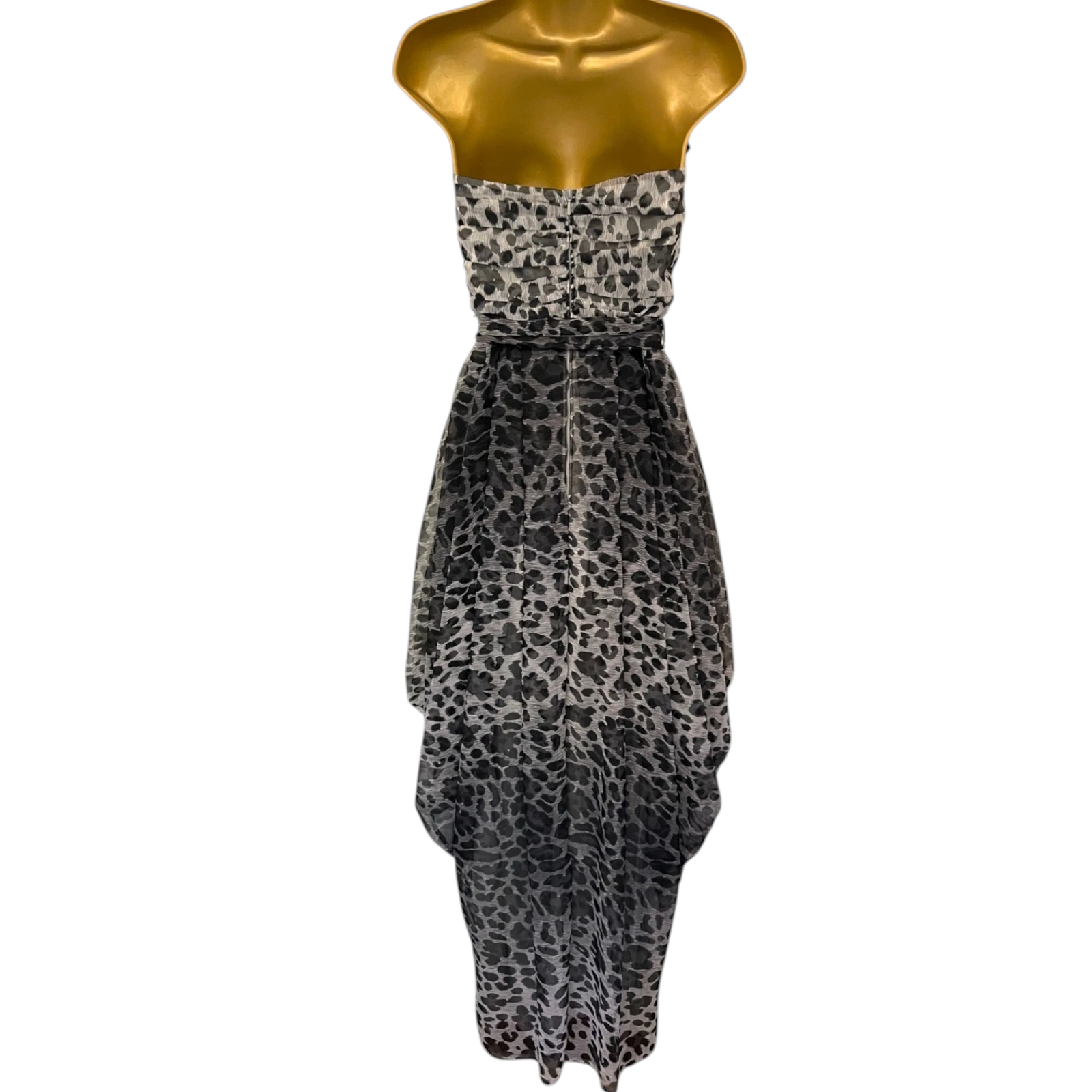 Vera Mont Black & Grey Chiffon Dress w Scarf UK 10