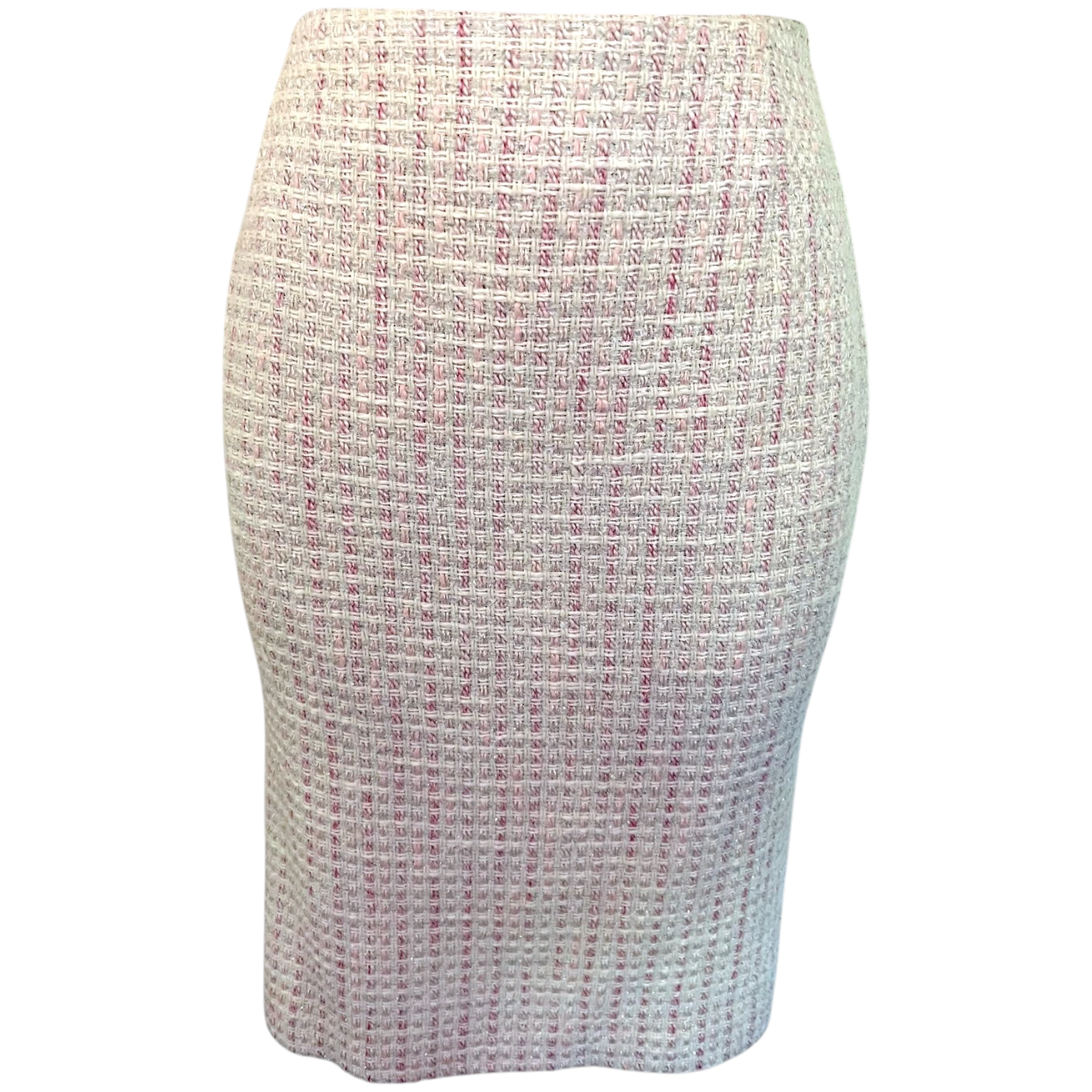 Escada White & Pink Tweed Cotton Skirt UK 10