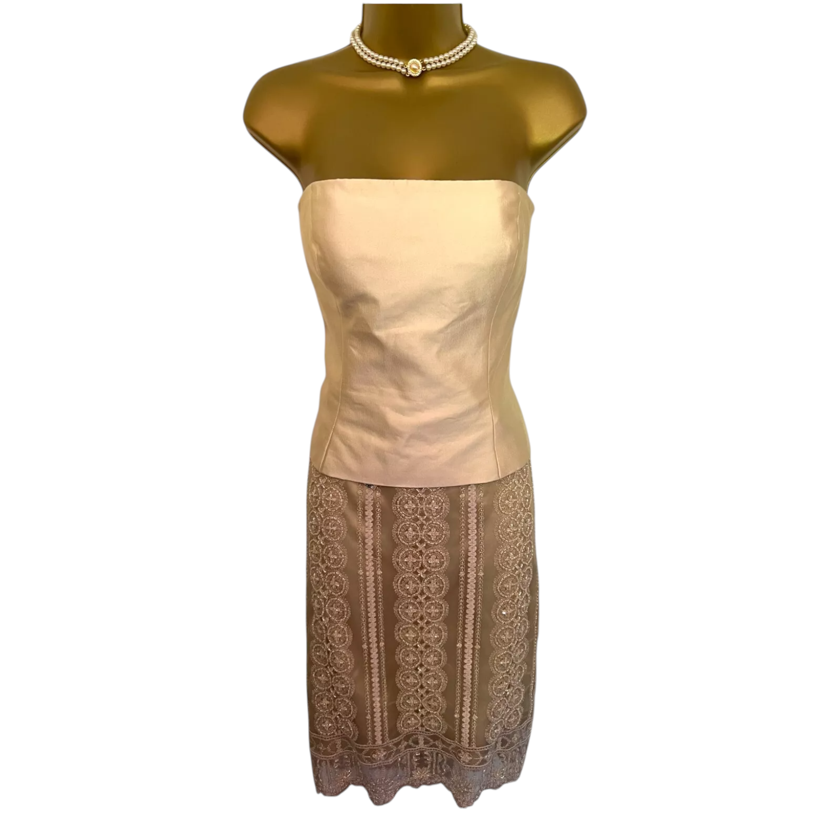 Jovani Gold Silk Beaded 2 Piece Occasion Outfit UK 14