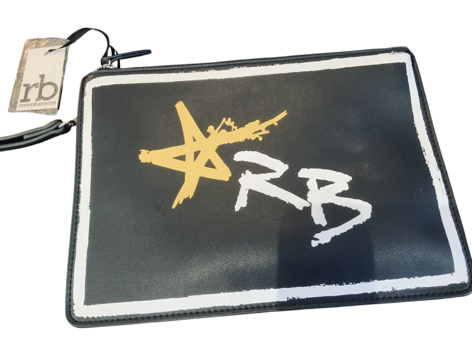Roccobarocco Topazio Black Faux Leather Pouch