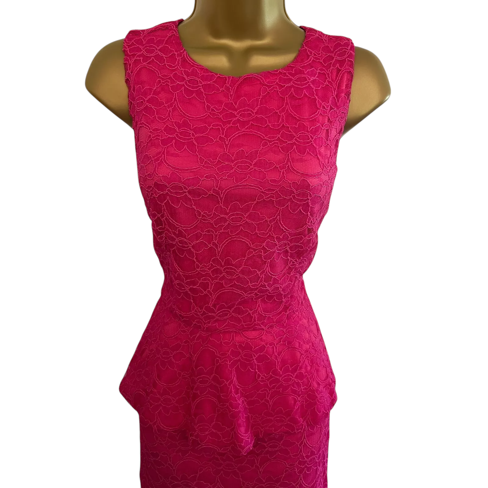 Joseph Ribkoff Vintage Pink Lace Peplum Occasion Dress UK 10