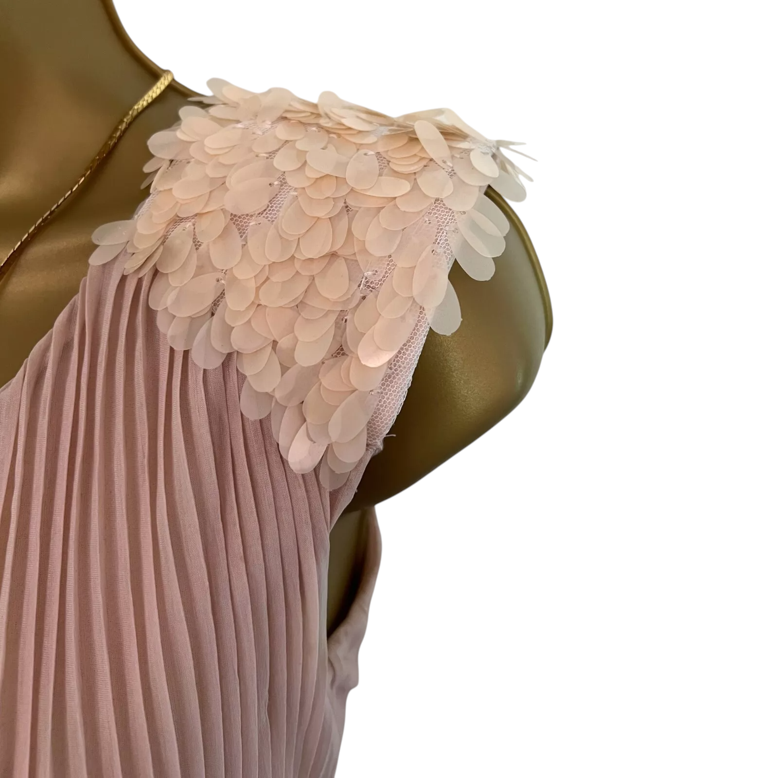 Miss Selfridge Blush Pleated Sequin Dress UK 8