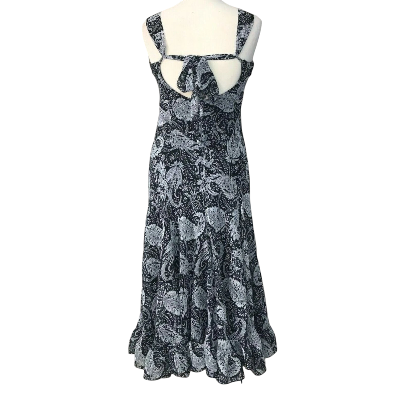 Glitz Black Grey Paisley Sleeveless Strappy Dress UK 10