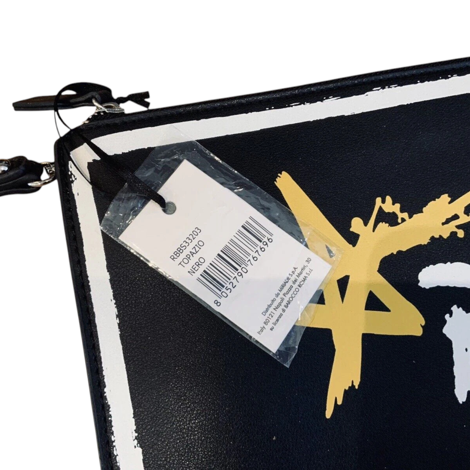 Roccobarocco Topazio Black Faux Leather Pouch
