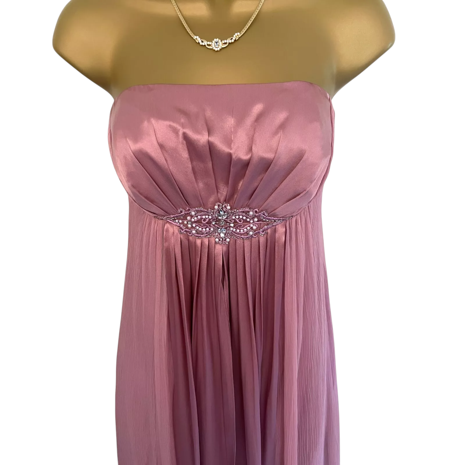 Monsoon Pink Silk Embellished Maxi Dress UK 8/10