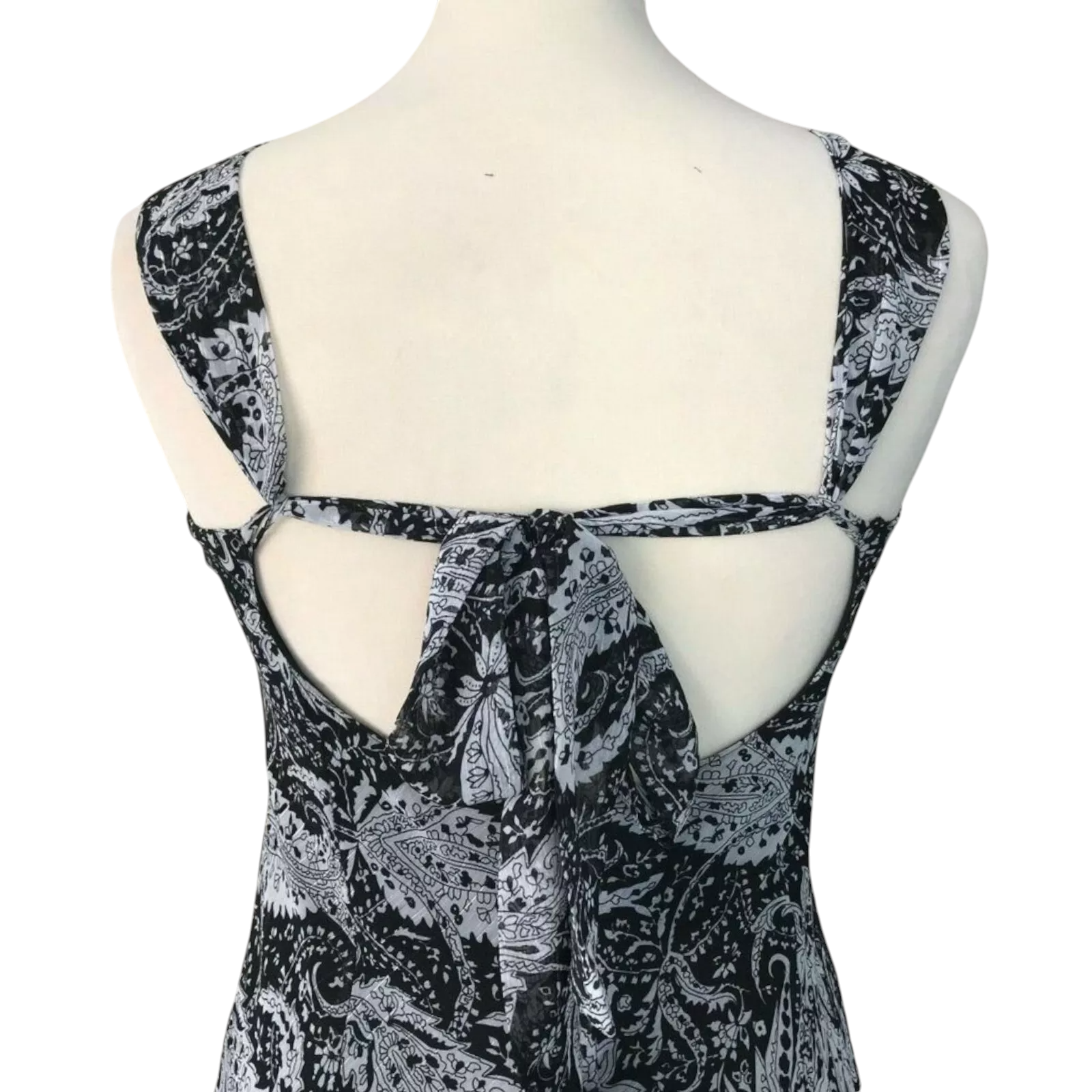 Glitz Black Grey Paisley Sleeveless Strappy Dress UK 10