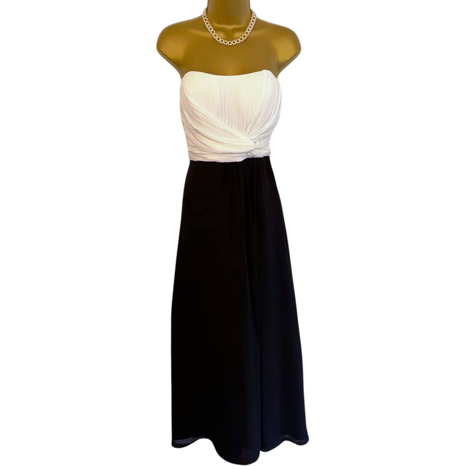 Debut Womens Black Ivory Pleat Bandeau Maxi Dress UK 8