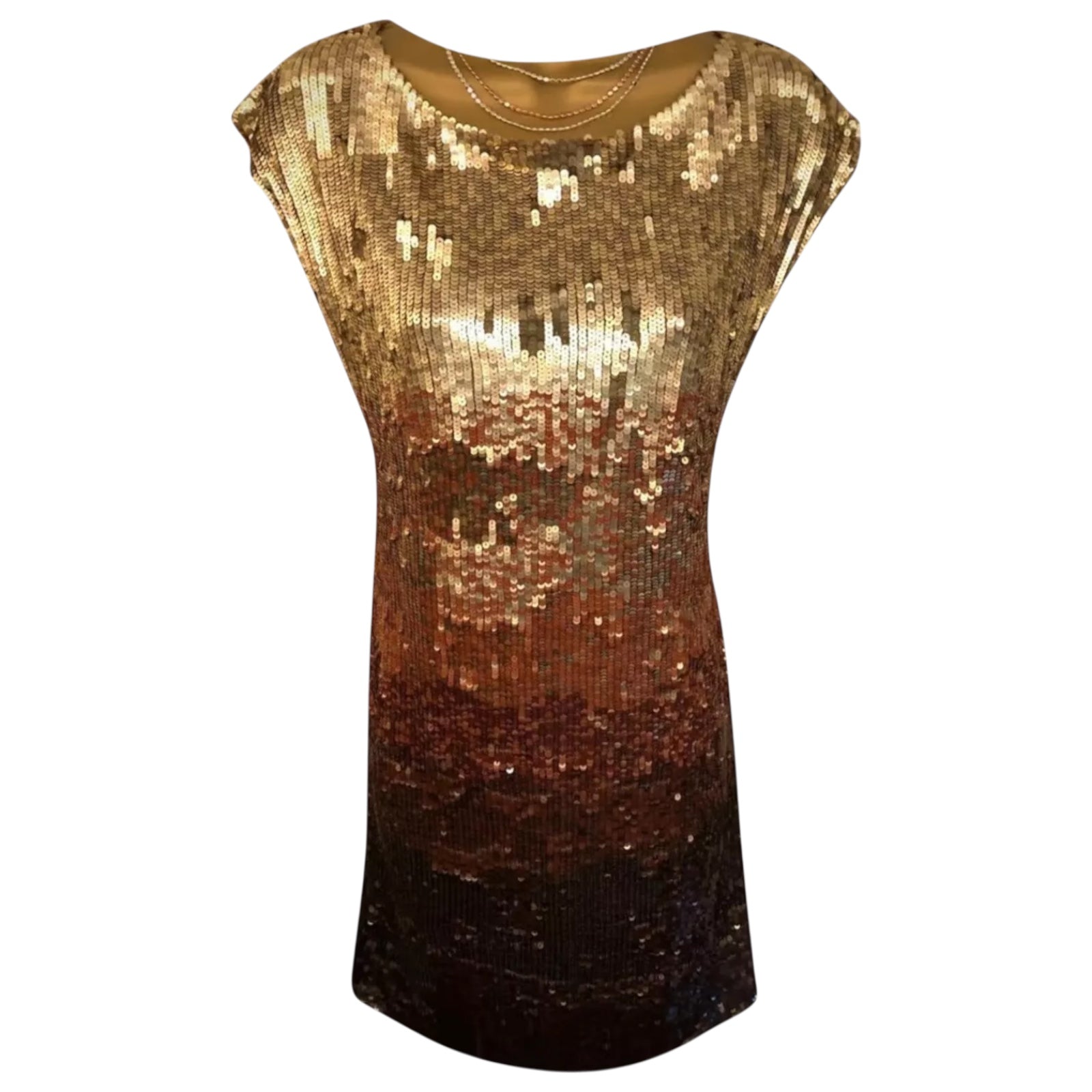 Alice + Olivia Gold Brown Bronze Ombre Sequin Dress UK 10