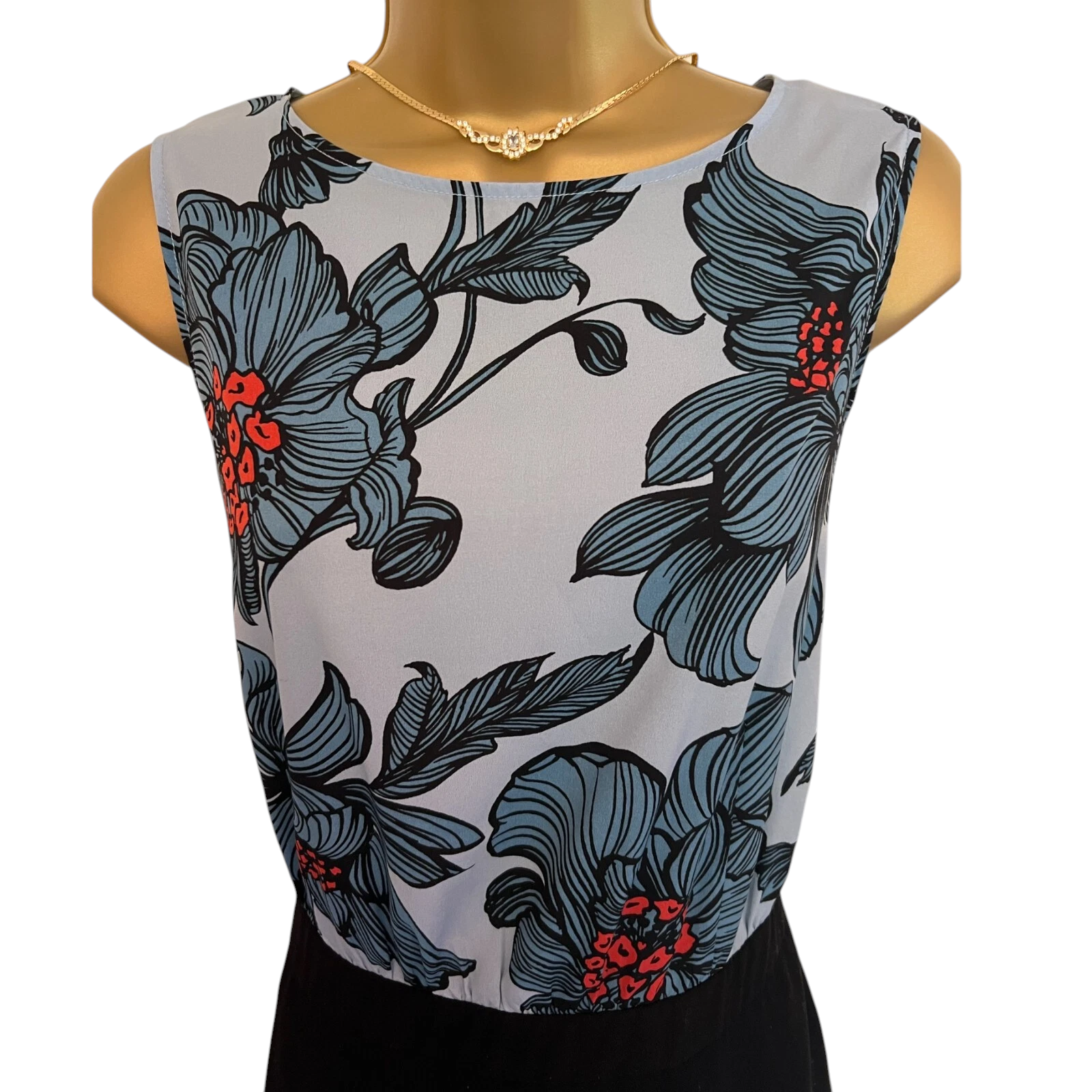 Dorothy Perkins Luxe Blue & Black Floral Playsuit UK 12