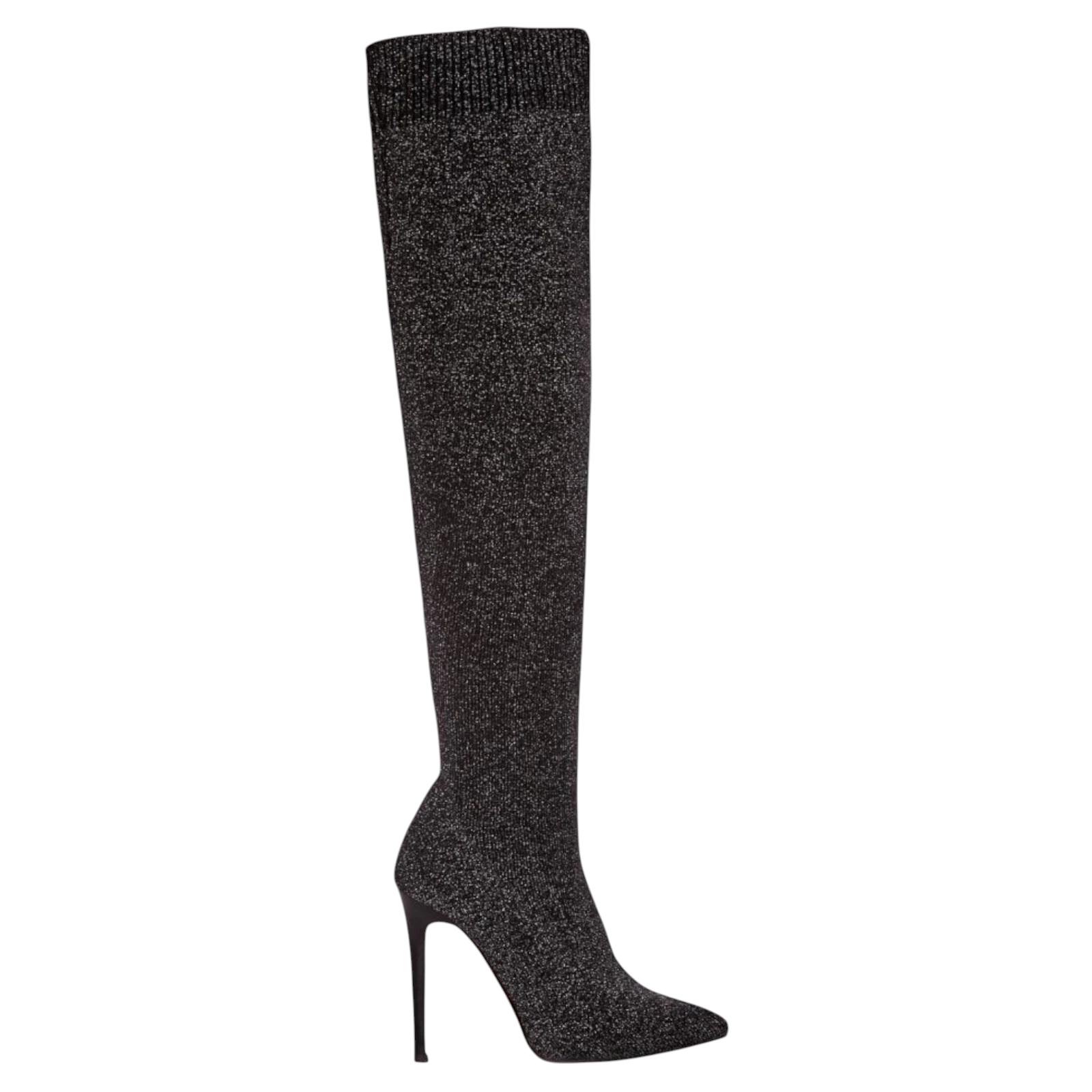 Moda In Pelle Yulia Black Silver Fabric Knitted Boots  UK 7