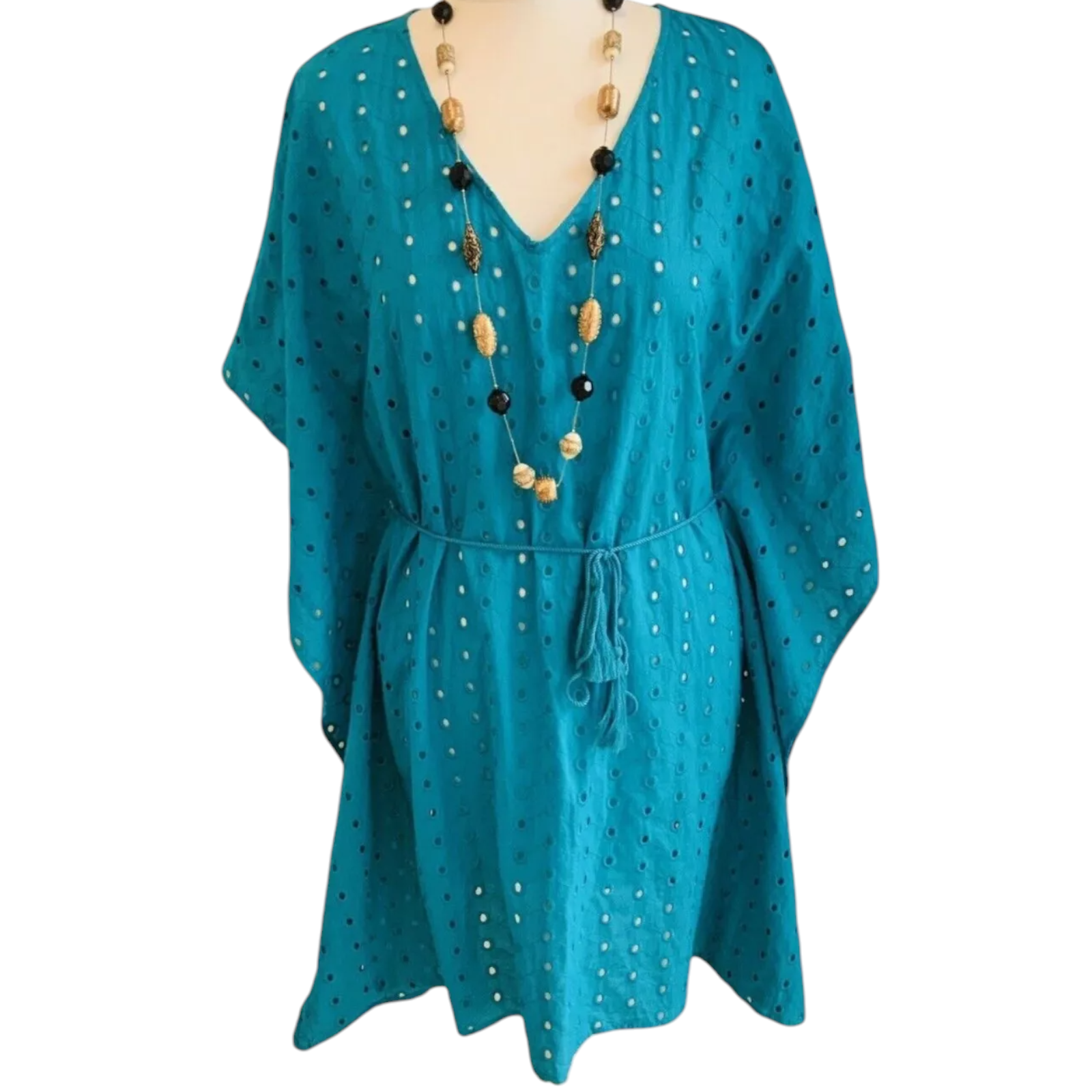 Dickins & Jones Aqua Blue Cotton Kaftan, Cover Up Size S