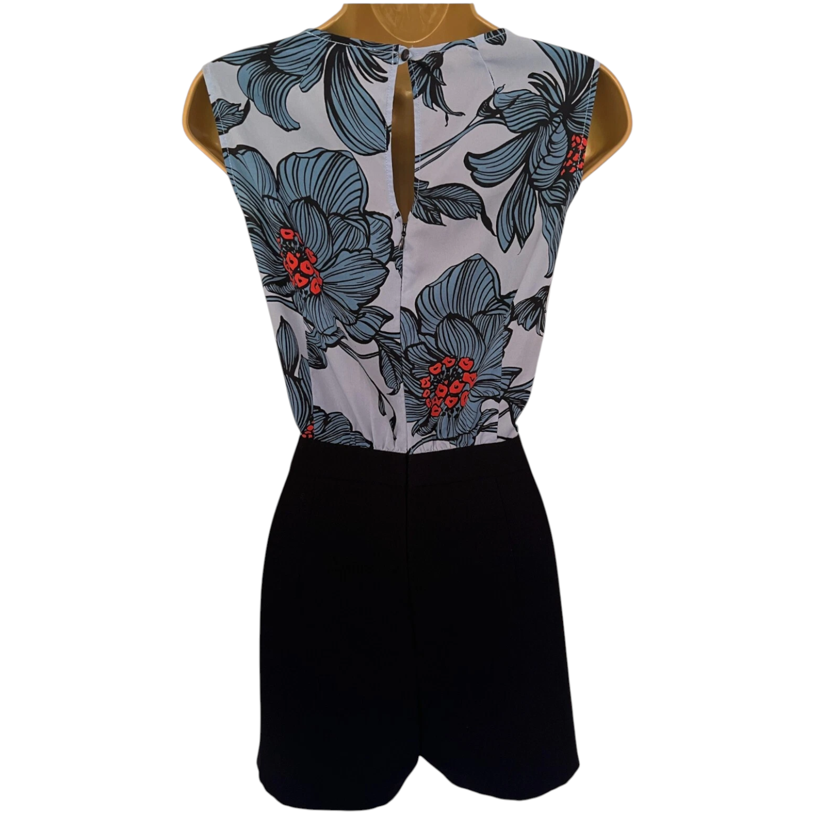 Dorothy Perkins Luxe Blue & Black Floral Playsuit UK 12