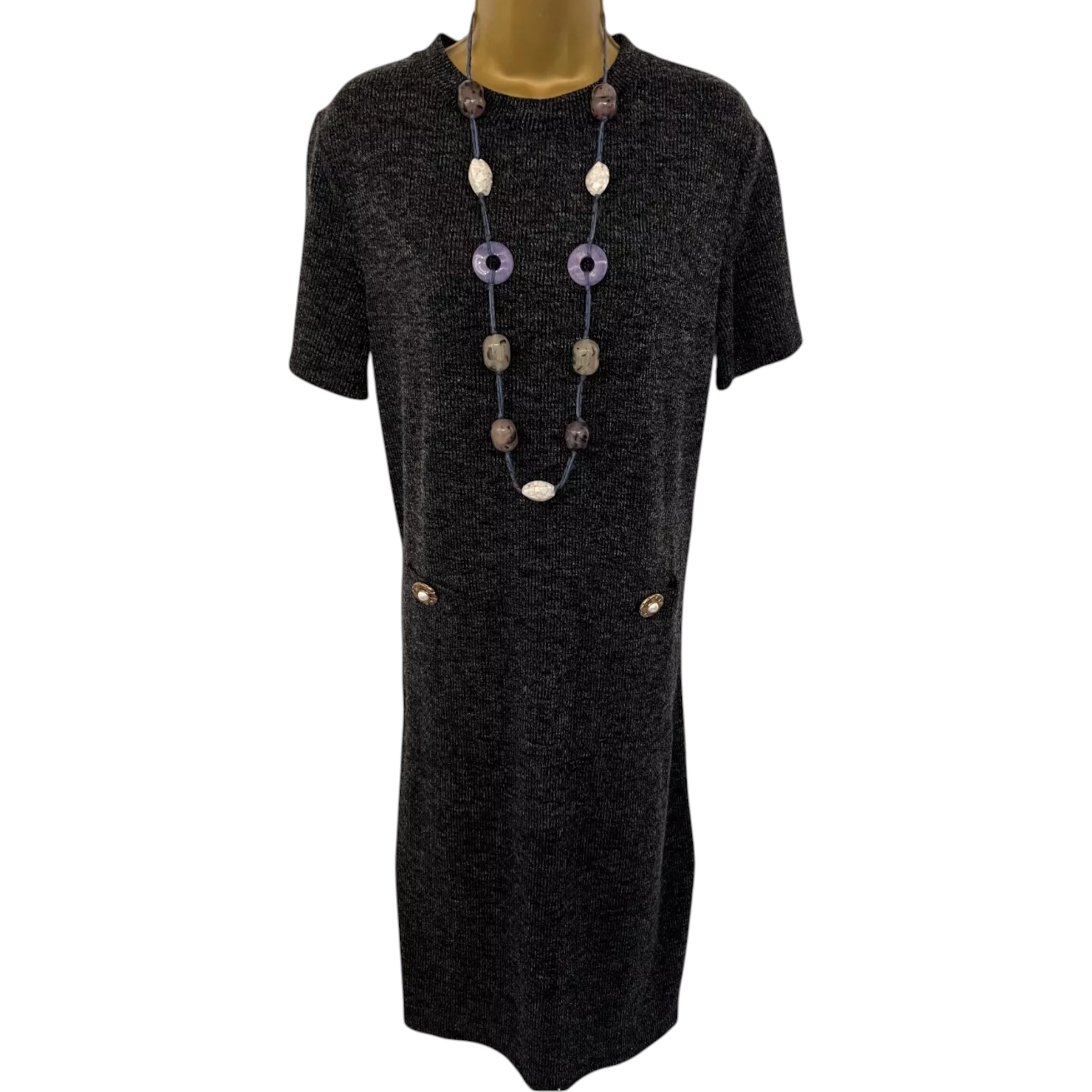 Zara Charcoal Grey Knit Jumper Dress UK 10