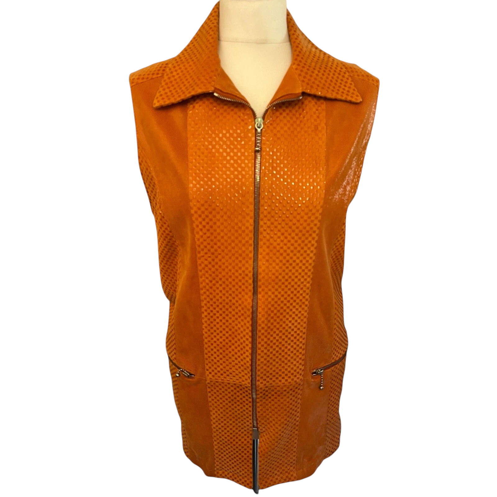 Pelz Ruppert Vintage Orange Suede Waistcoat UK 14
