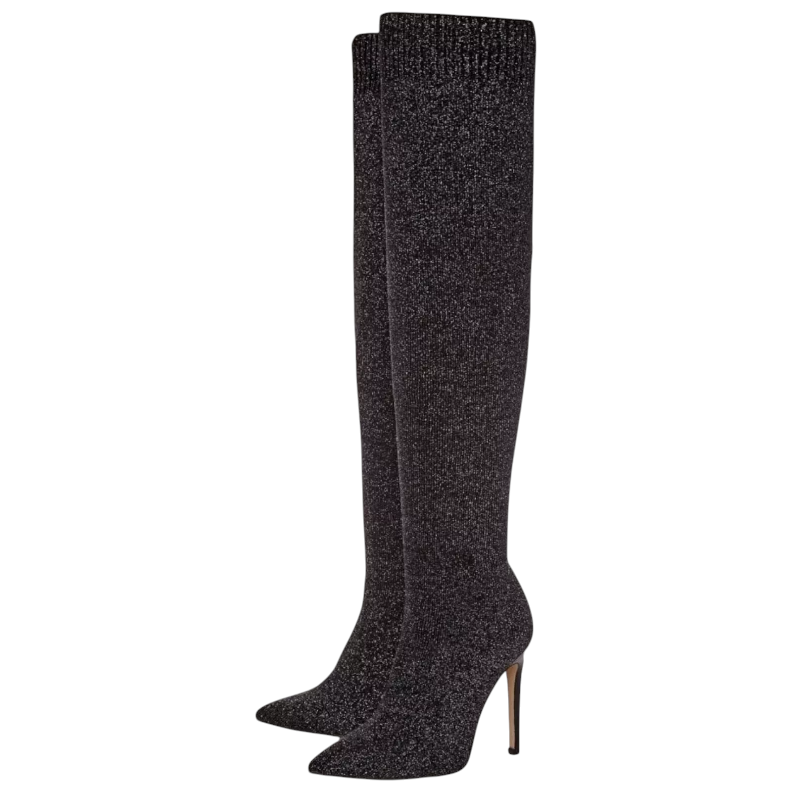Moda In Pelle Yulia Black Silver Fabric Knitted Boots  UK 7