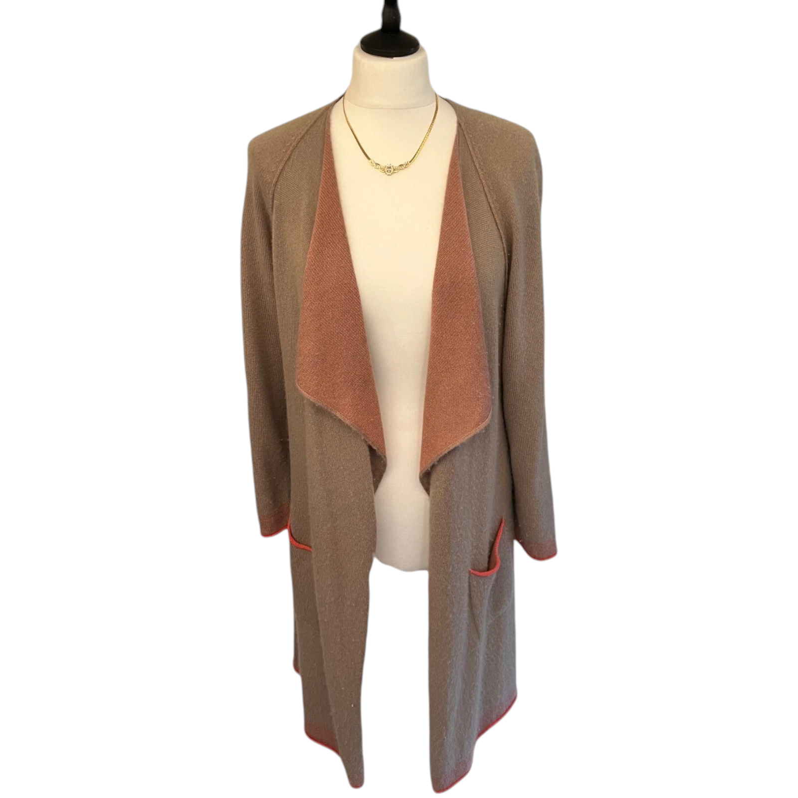 Lamberto Losani Mink Coral Cashmere Silk Waterfall Cardigan UK 10/12