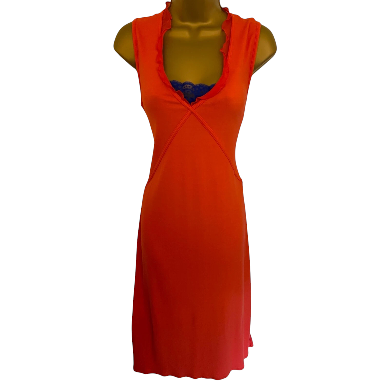 Marc Cain Orange Blue Lace Dress UK 10