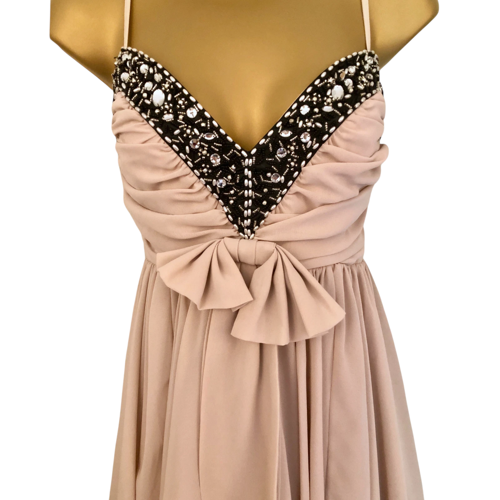 French Connection Blush Beaded Chiffon Dress  UK 10/12