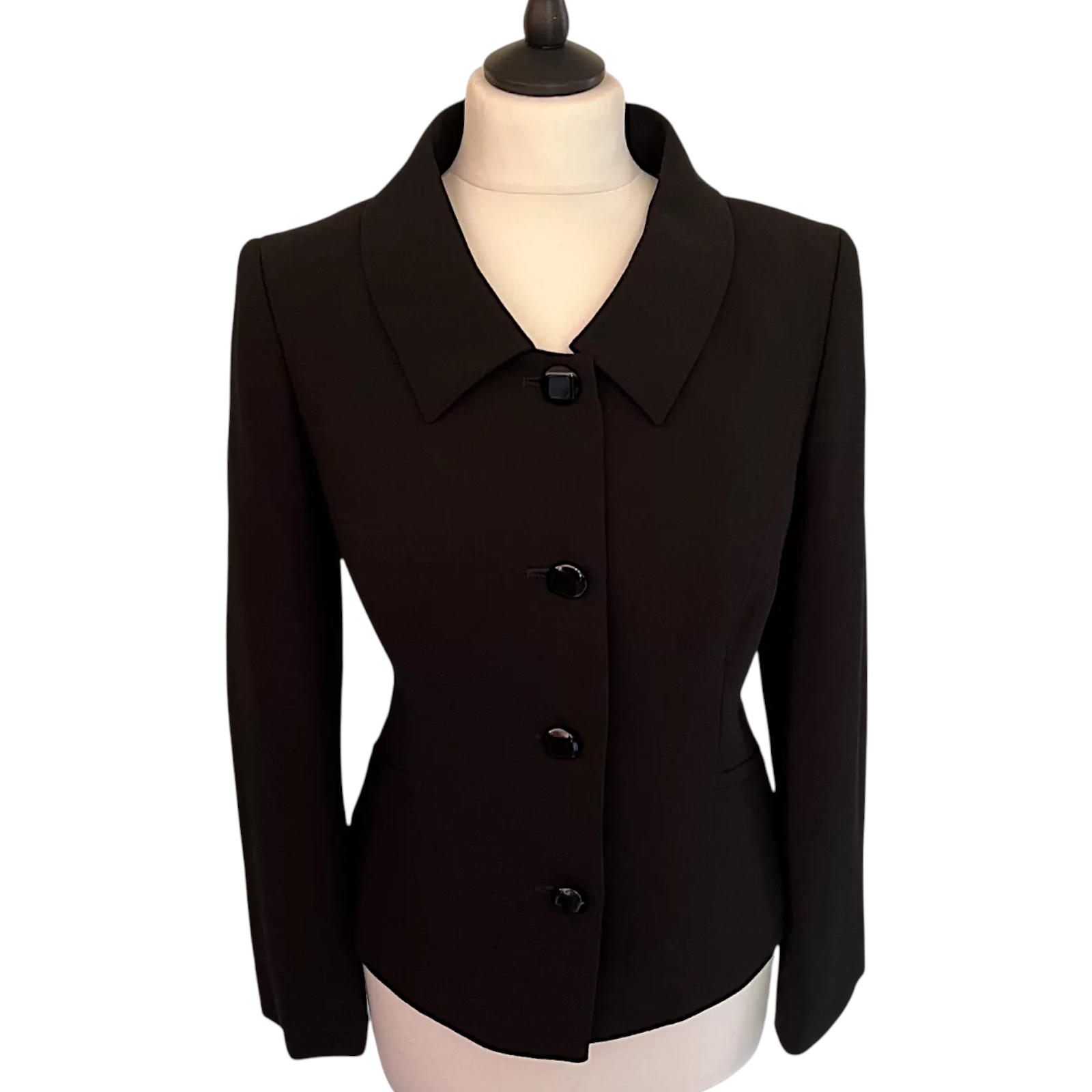 Precis Single Breasted Black Crepe Tailored Blazer Jacket UK 10