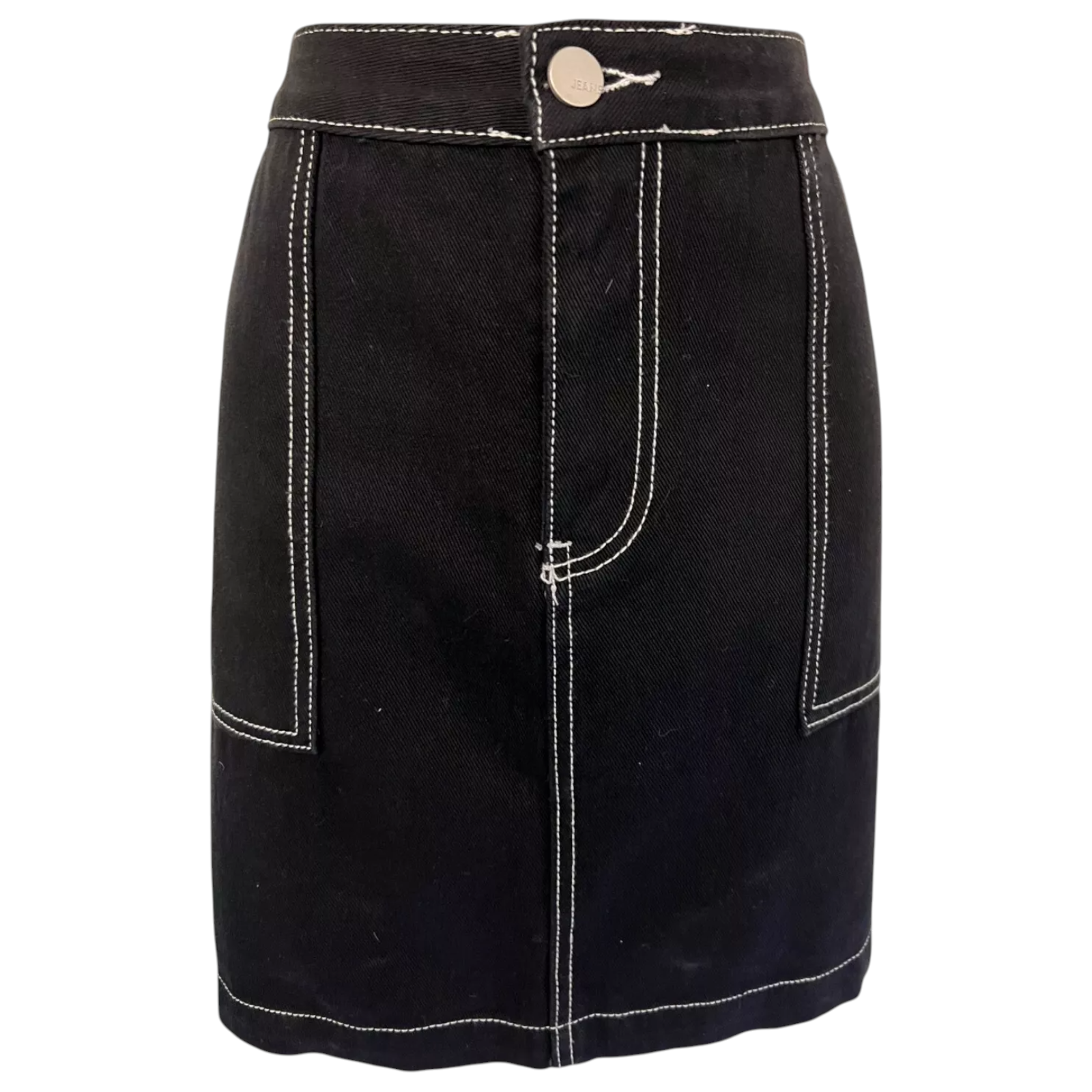 Redial Paris Black Stretch Denim Skirt UK 14