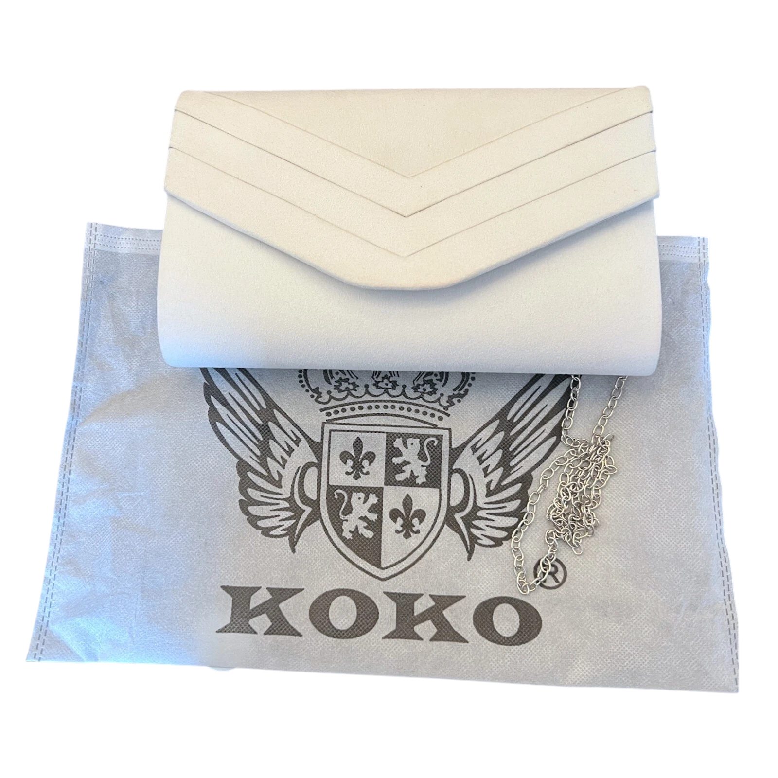Koko White Faux Suede Clutch Bag