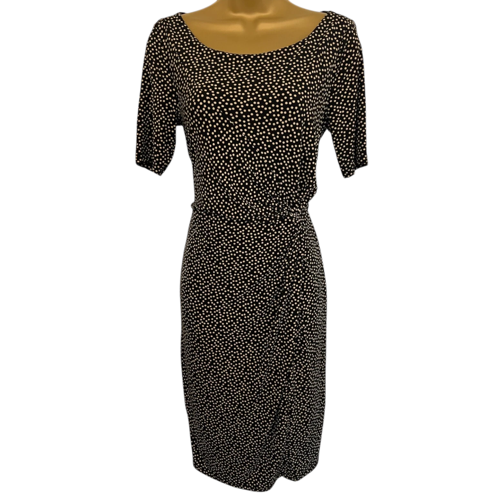 Monsoon Black & Beige Polka Dot Dress UK 10