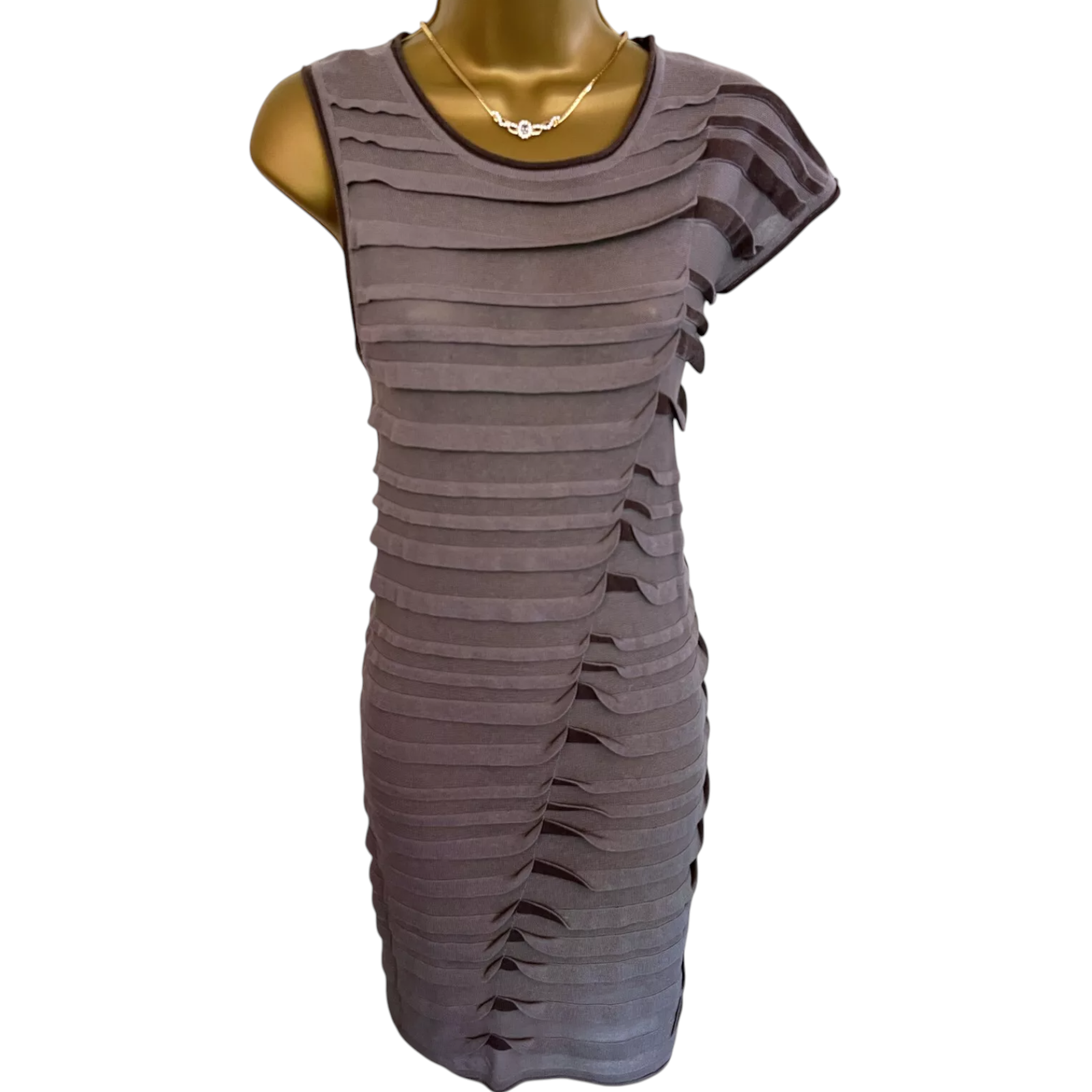 PennyBlack Max Mara One Sleeve Grey Fine Knit Dress UK 10