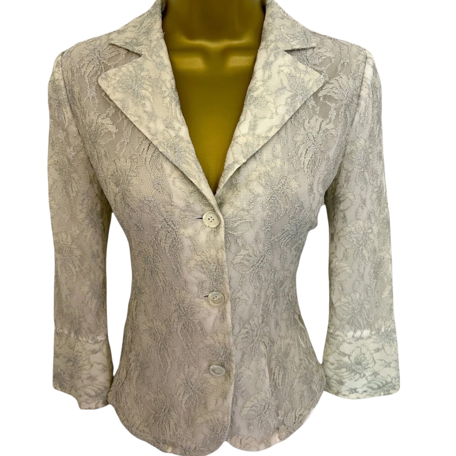 Armani Collezioni Vintage Ice Green Lace Occasion Jacket UK 6