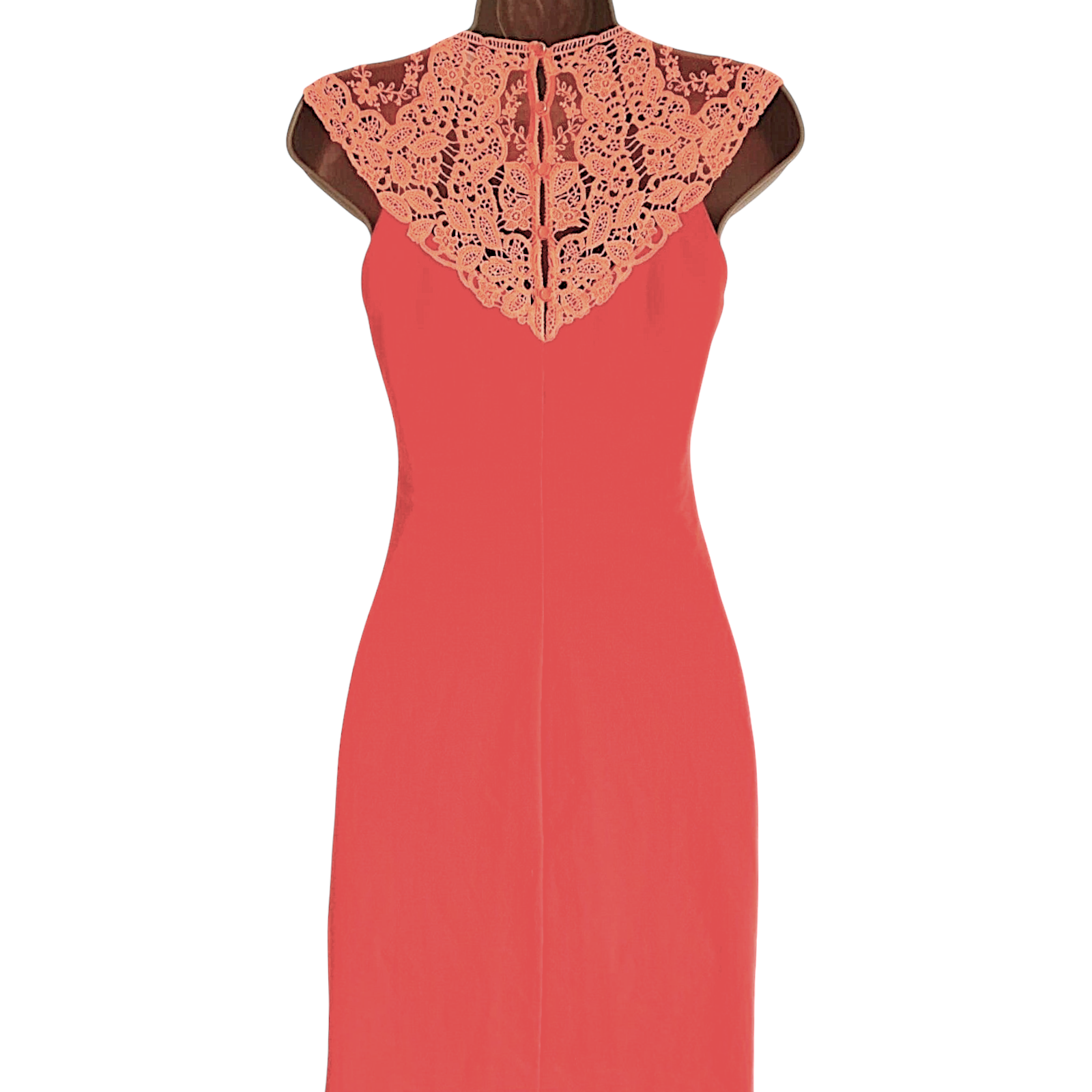 Ted Baker Violina Neon Orange Lace Neck Dress UK 8