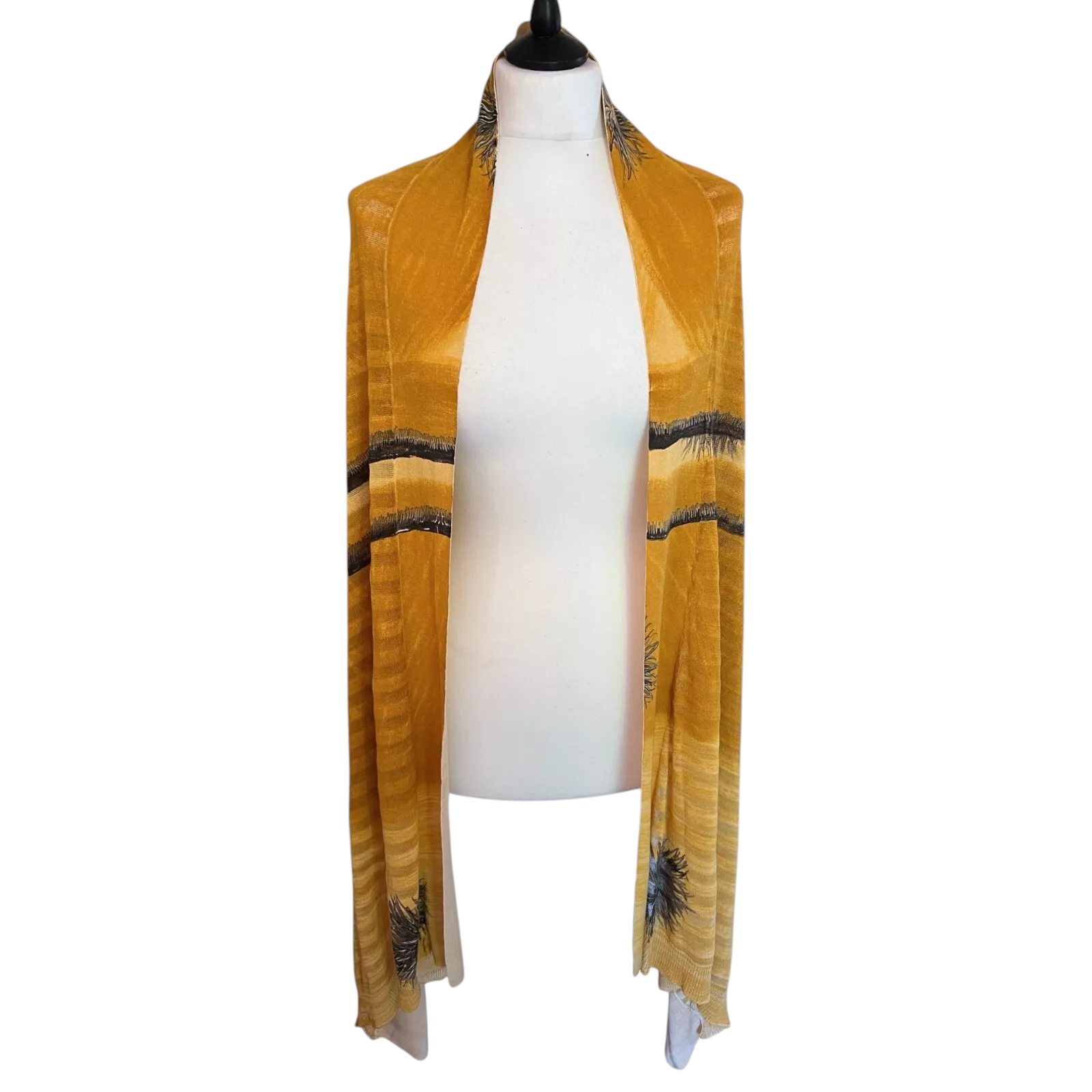 Whistles Mustard Yellow Cotton Fine Knit Waterfall Cardigan UK 8