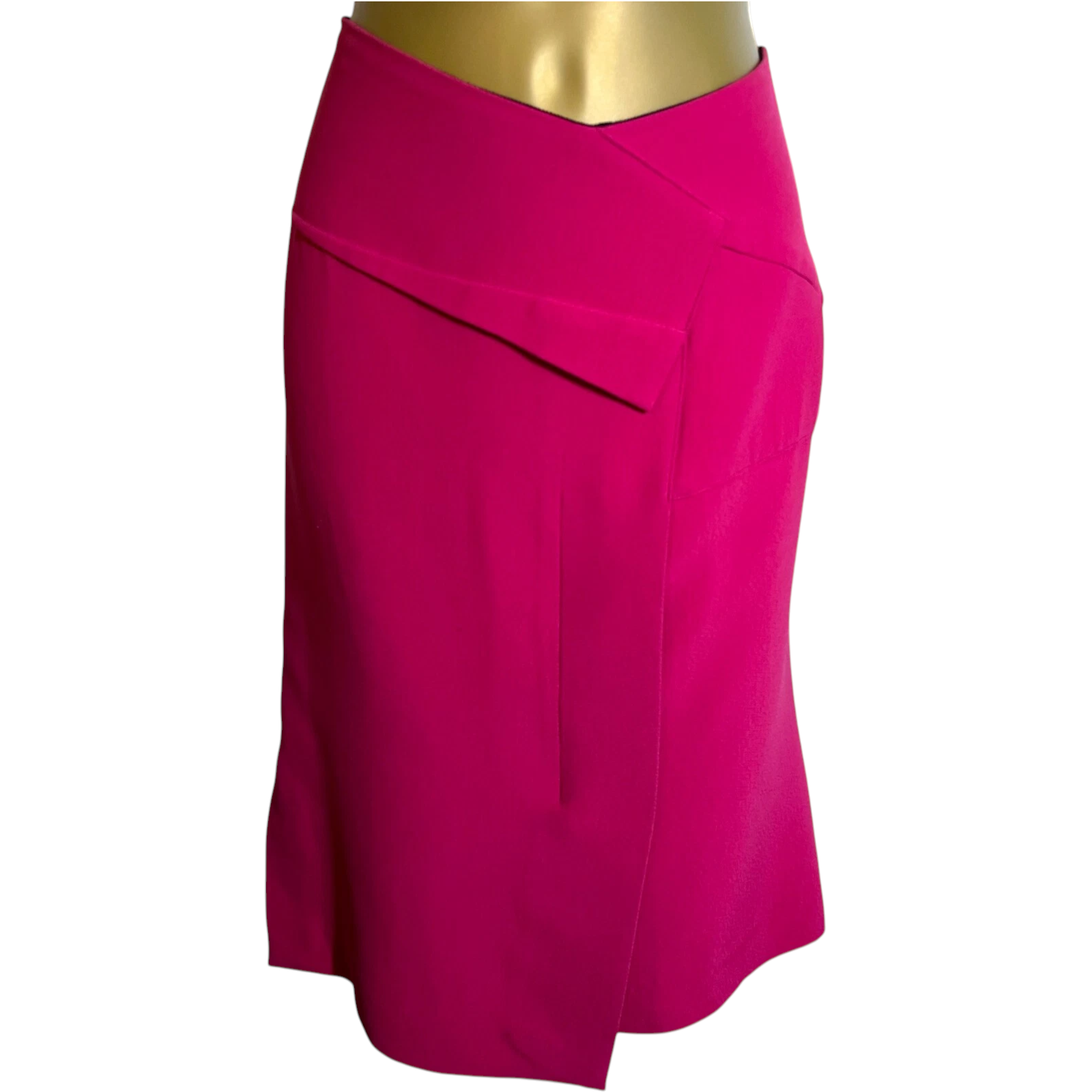 Roland Mouret Cerise Pink Tupelo Asymmetric Crepe Skirt UK 14