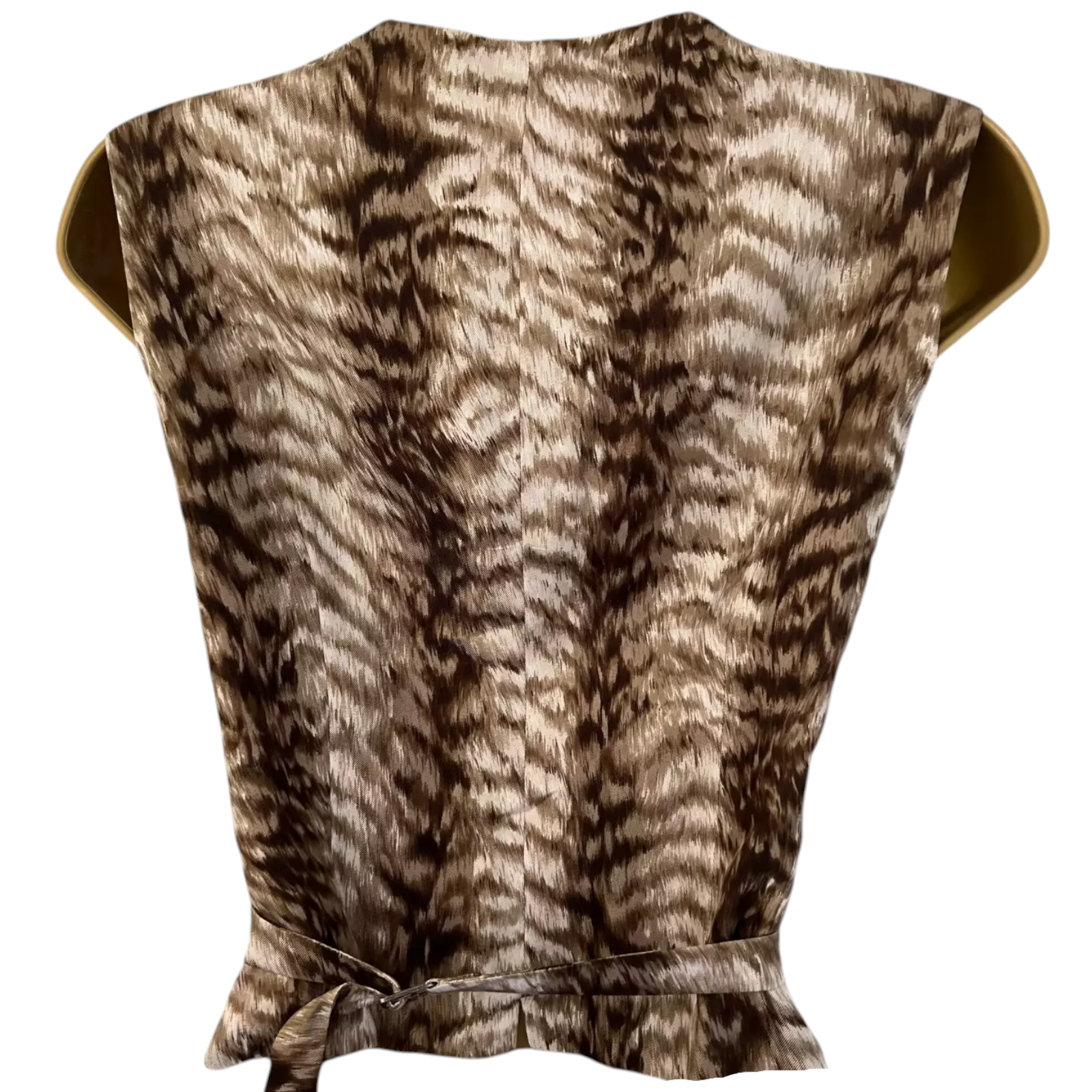 Valentino Miss V Brown Animal Print Velvet Waistcoat UK 12