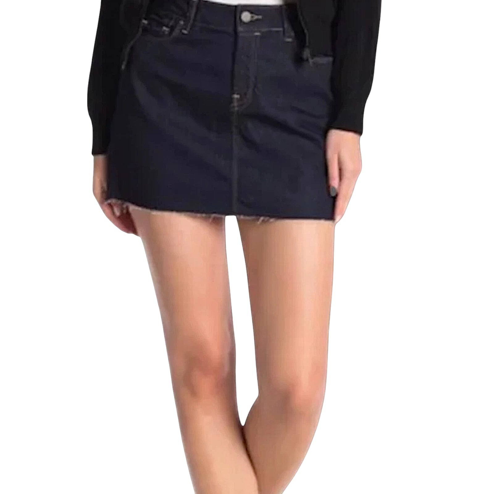 All Saints Ace Indigo Denim Frayed Hem Mini Skirt UK 10