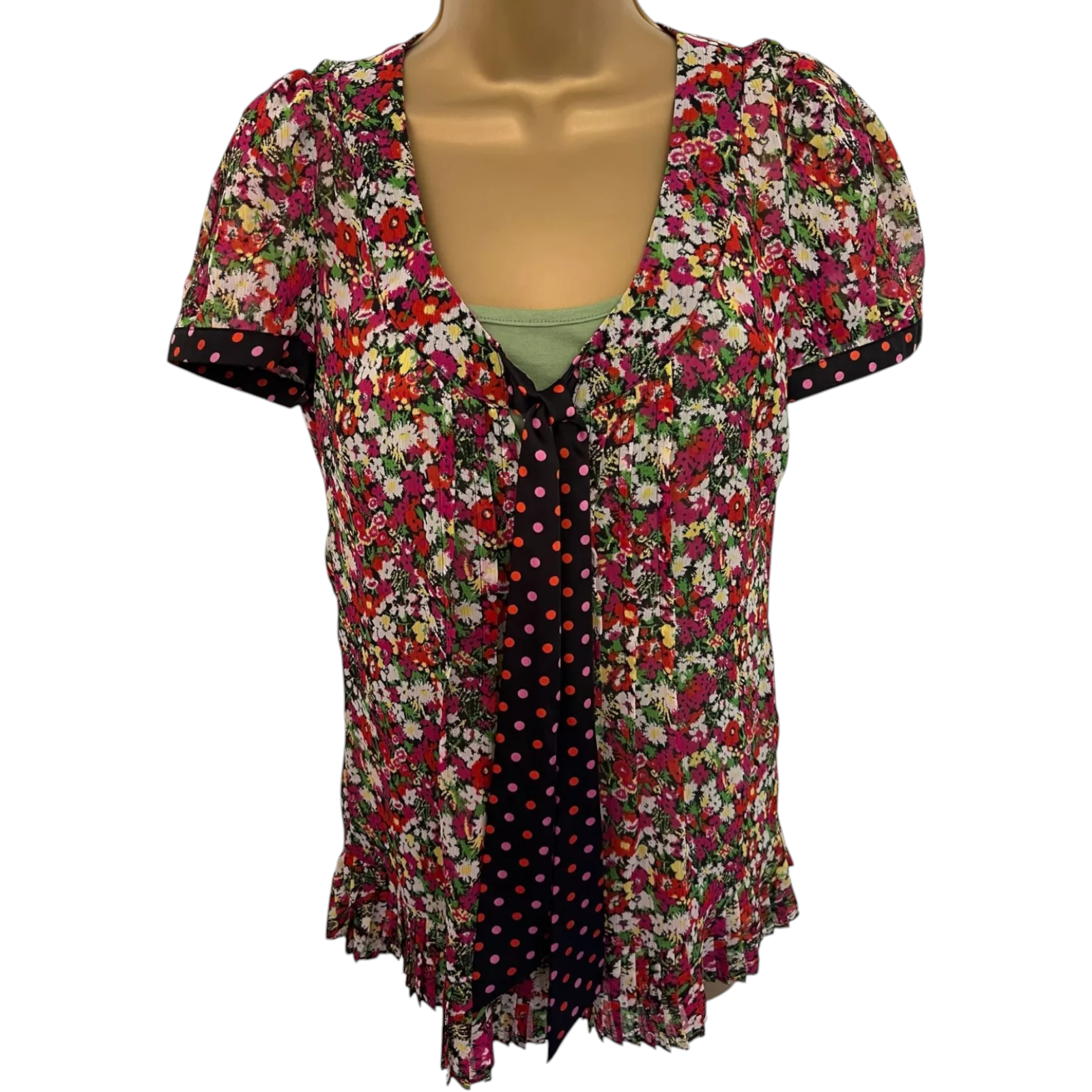 Next Multicoloured Floral Spotted Tie Top UK 8