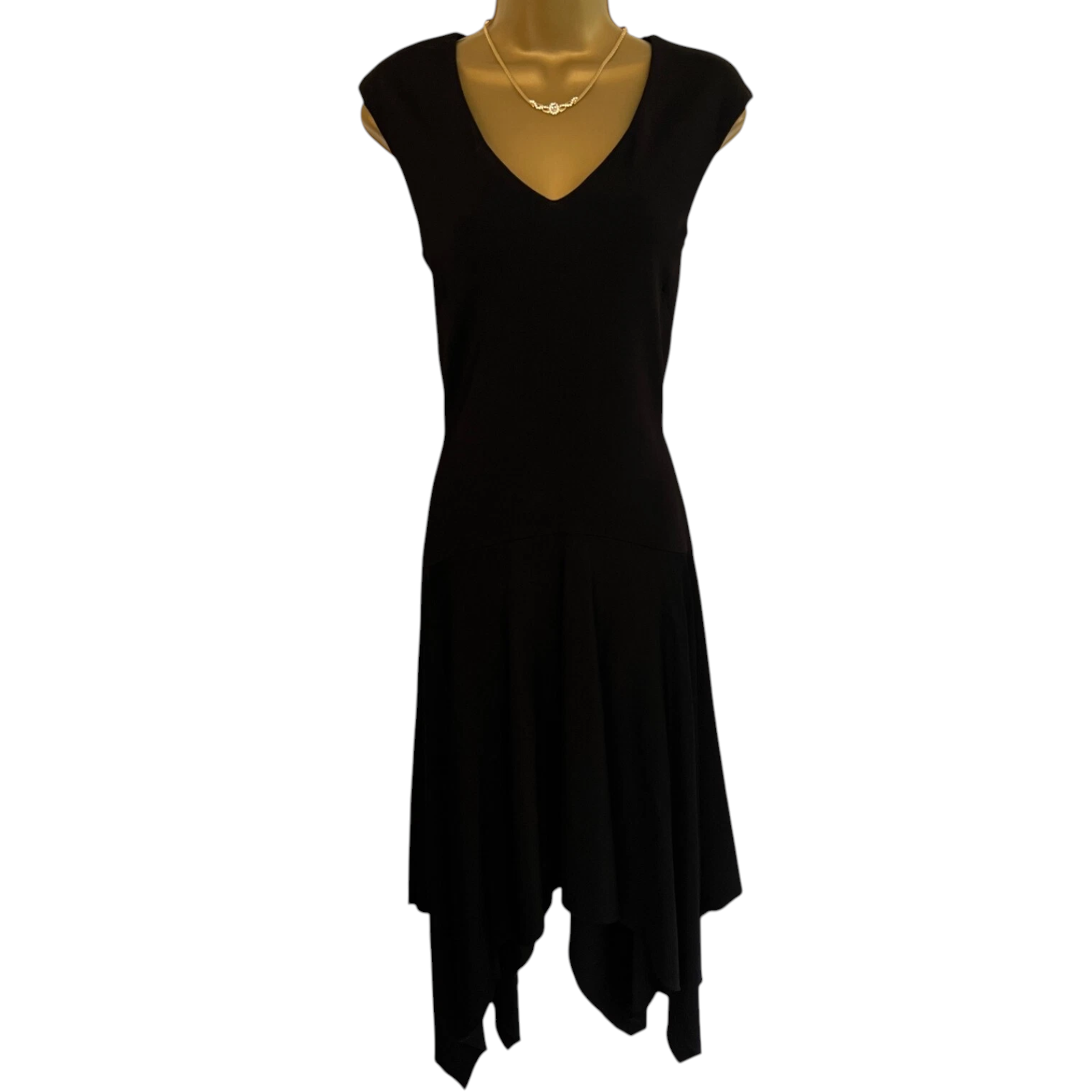 M&S Autograph Black Drop Waist Dress UK 8