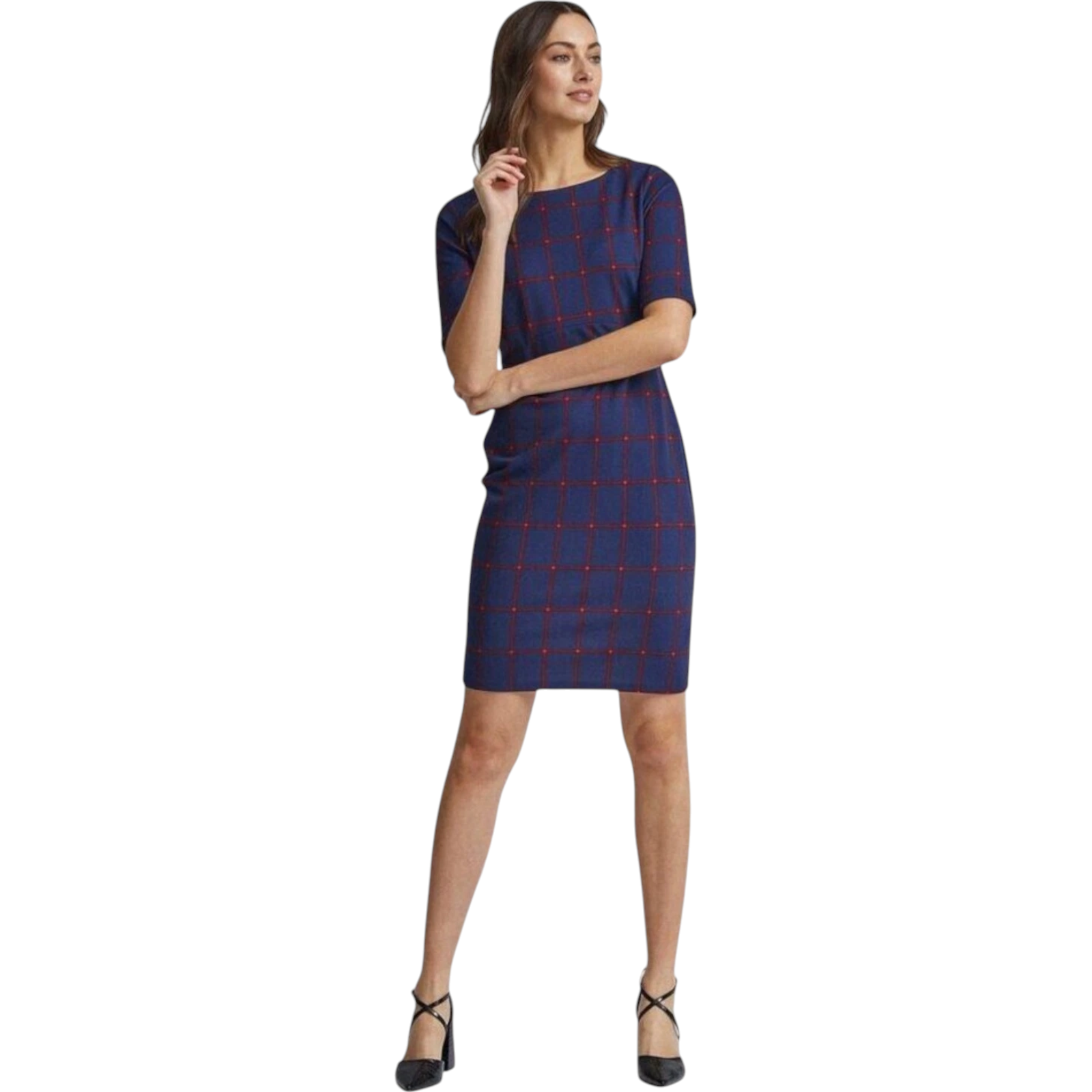 Dorothy Perkins Navy & Red Check Dress UK 10