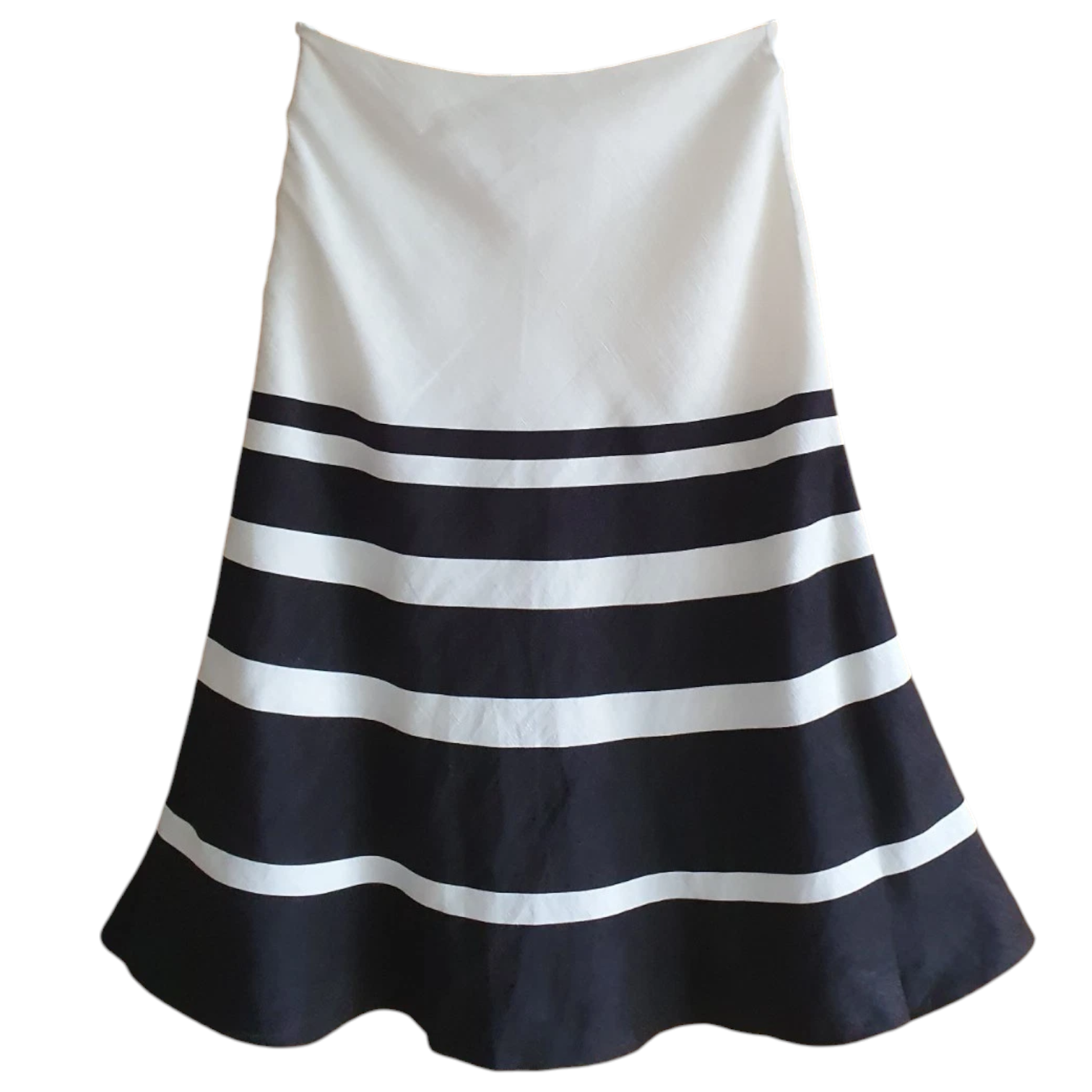 Coast Ivory Black Stripe Linen & Silk Skirt UK 10