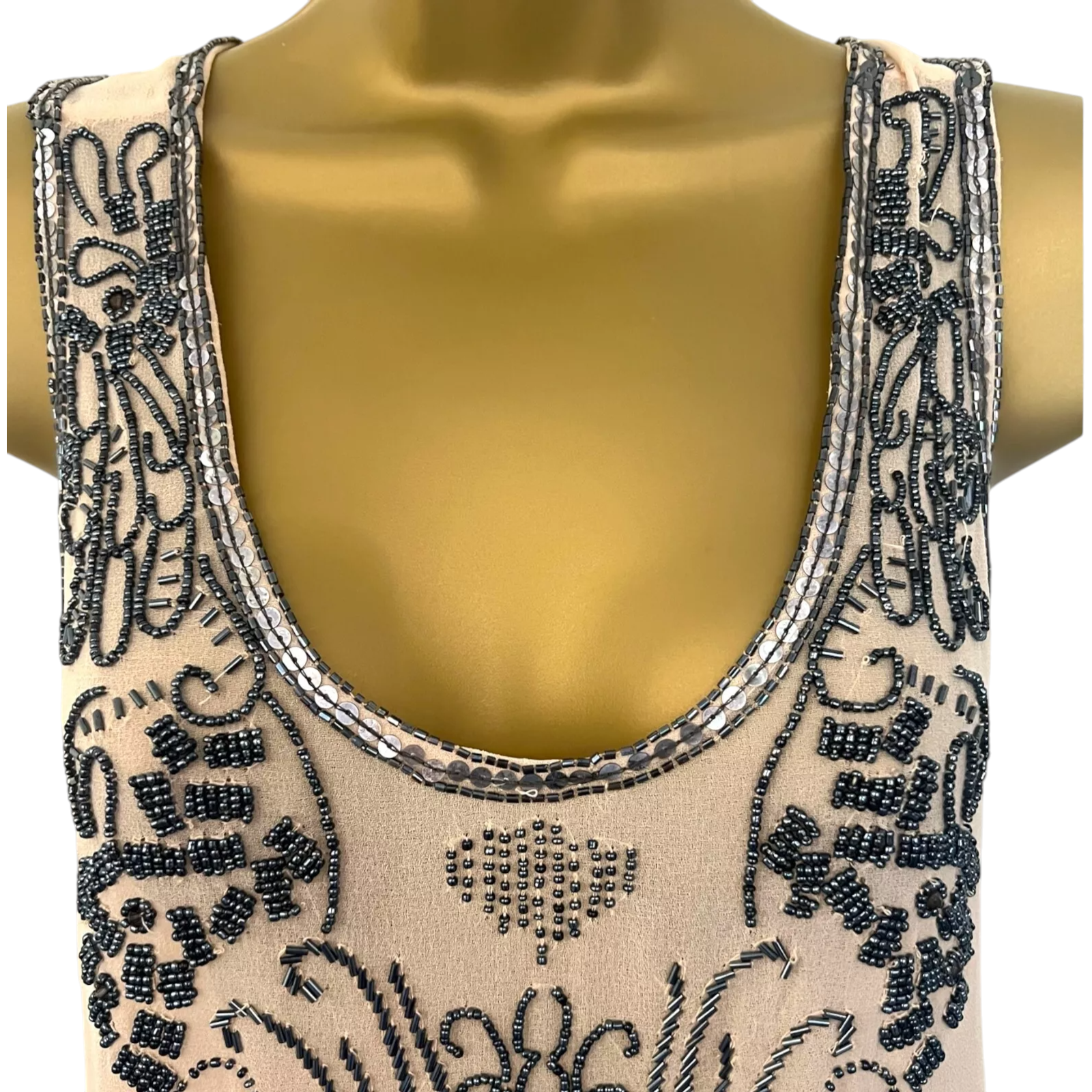 Lipsy Blush Sheer Beaded Sleeveless Vest Top UK 10