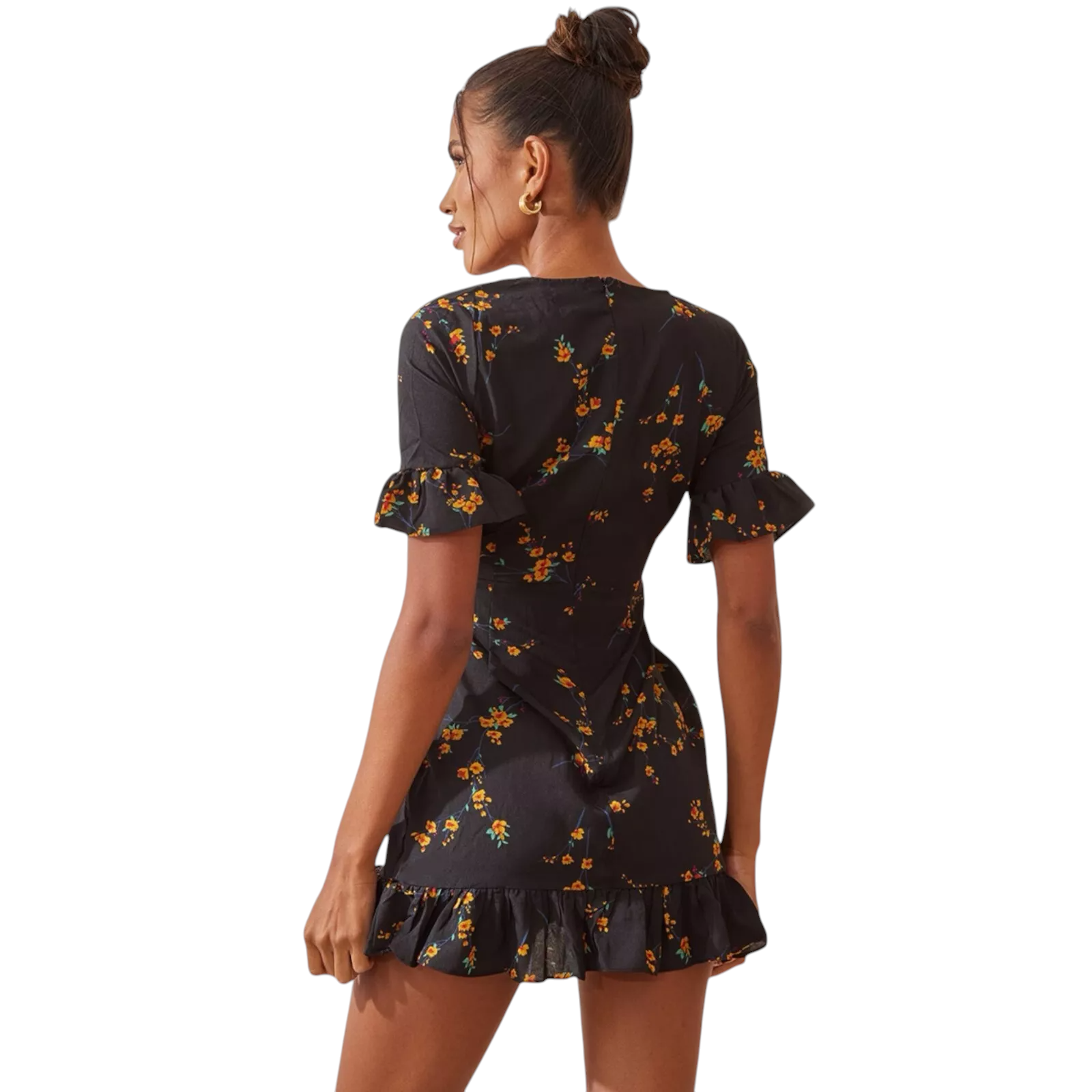 Pretty Little Thing Black Floral Corset Dress UK 8/10