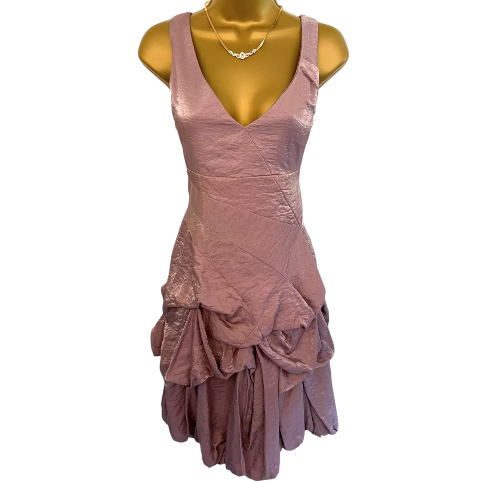 Monsoon Dusky Pink Shimmer Ruched Dress UK 10