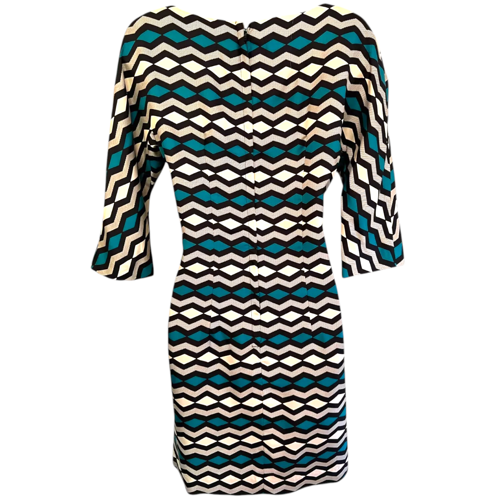 MILLY New York Teal Black Silk Dress UK 10