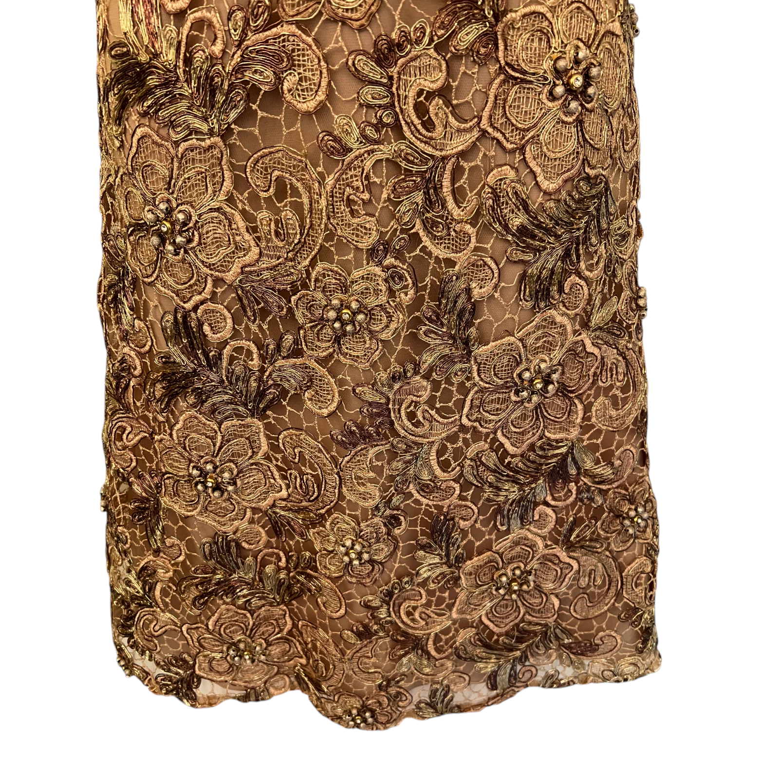 Mikael Aghal Gold Embellished Lace Dress UK 14