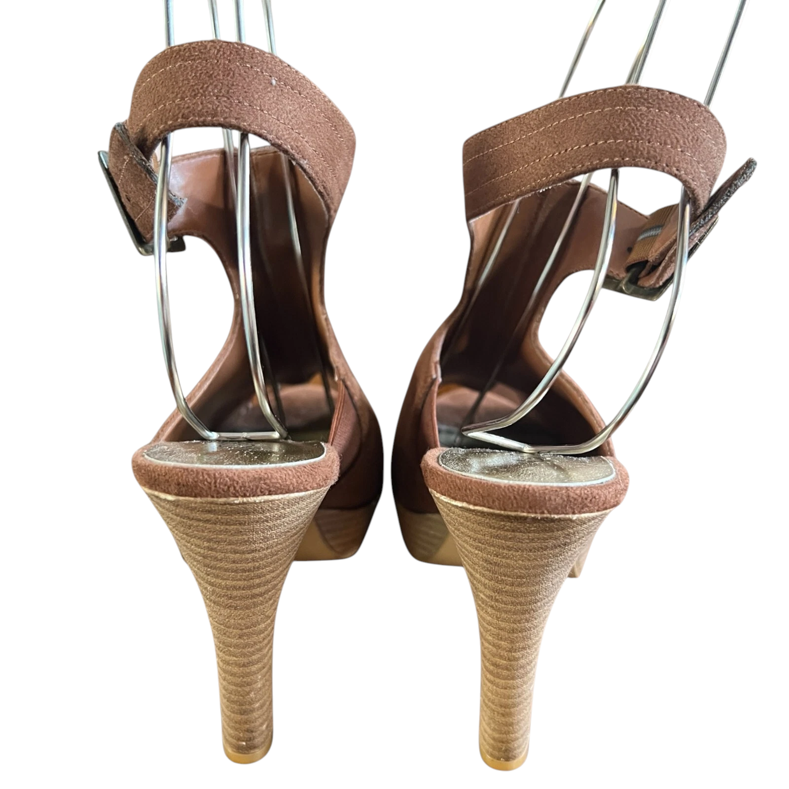 Grazia Brown Faux Suede Strappy Platform Sandals UK 6