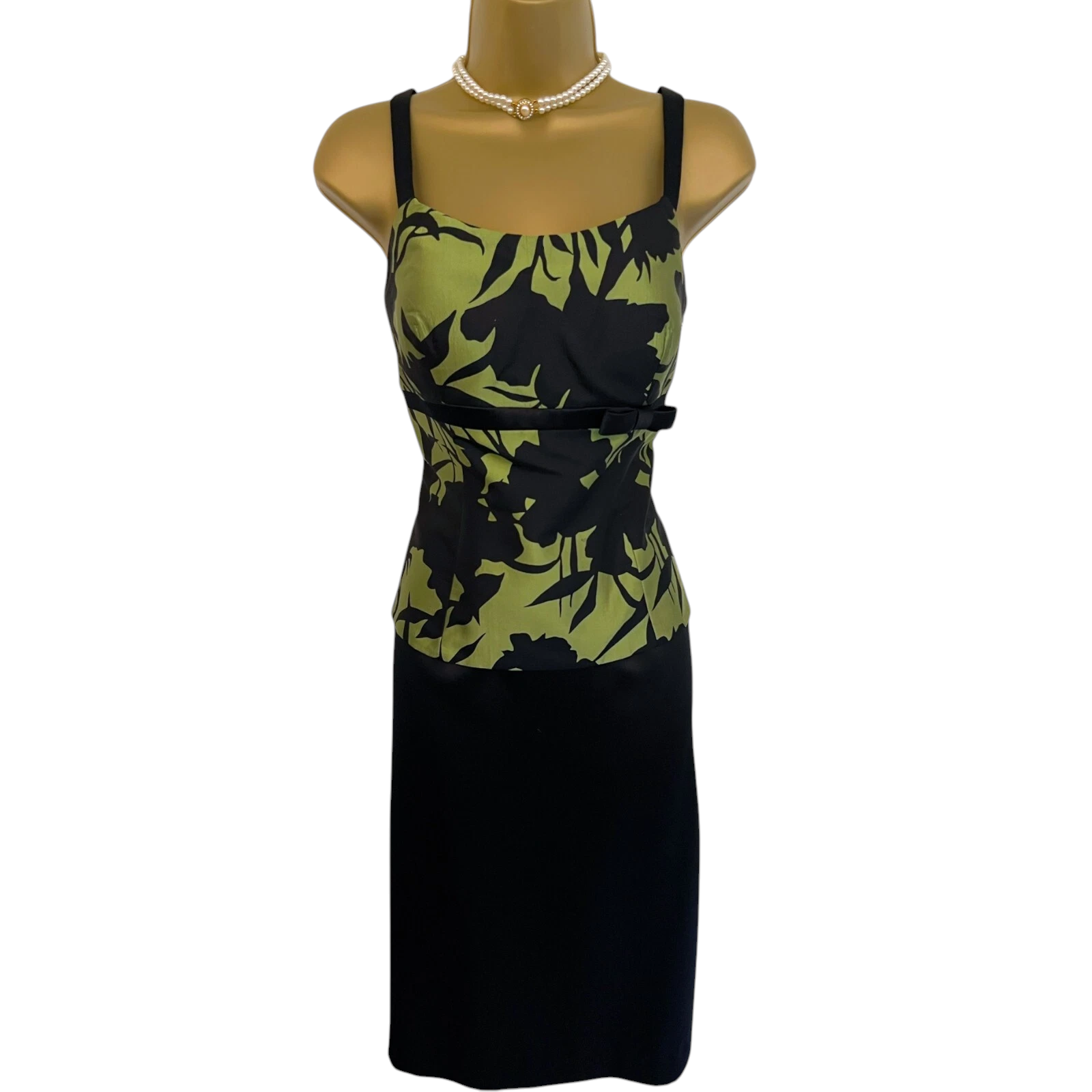 Frank Usher Green Black 3 Piece Skirt Suit UK 10/12