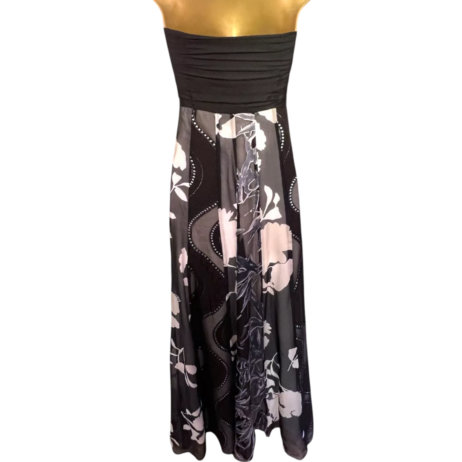 Monsoon Clementine Black Silk Maxi Dress UK 12