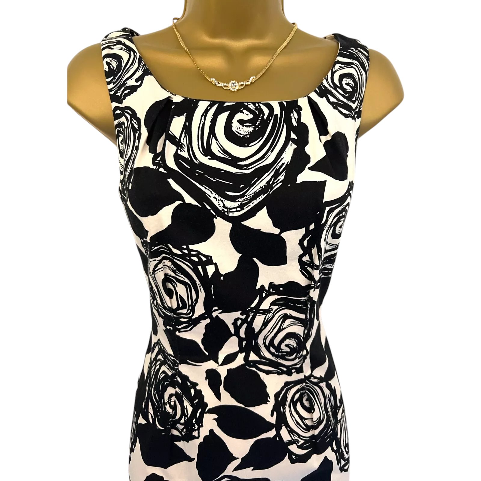 L.K. Bennett Black & Ivory Cotton Sleeveless Dress UK 8